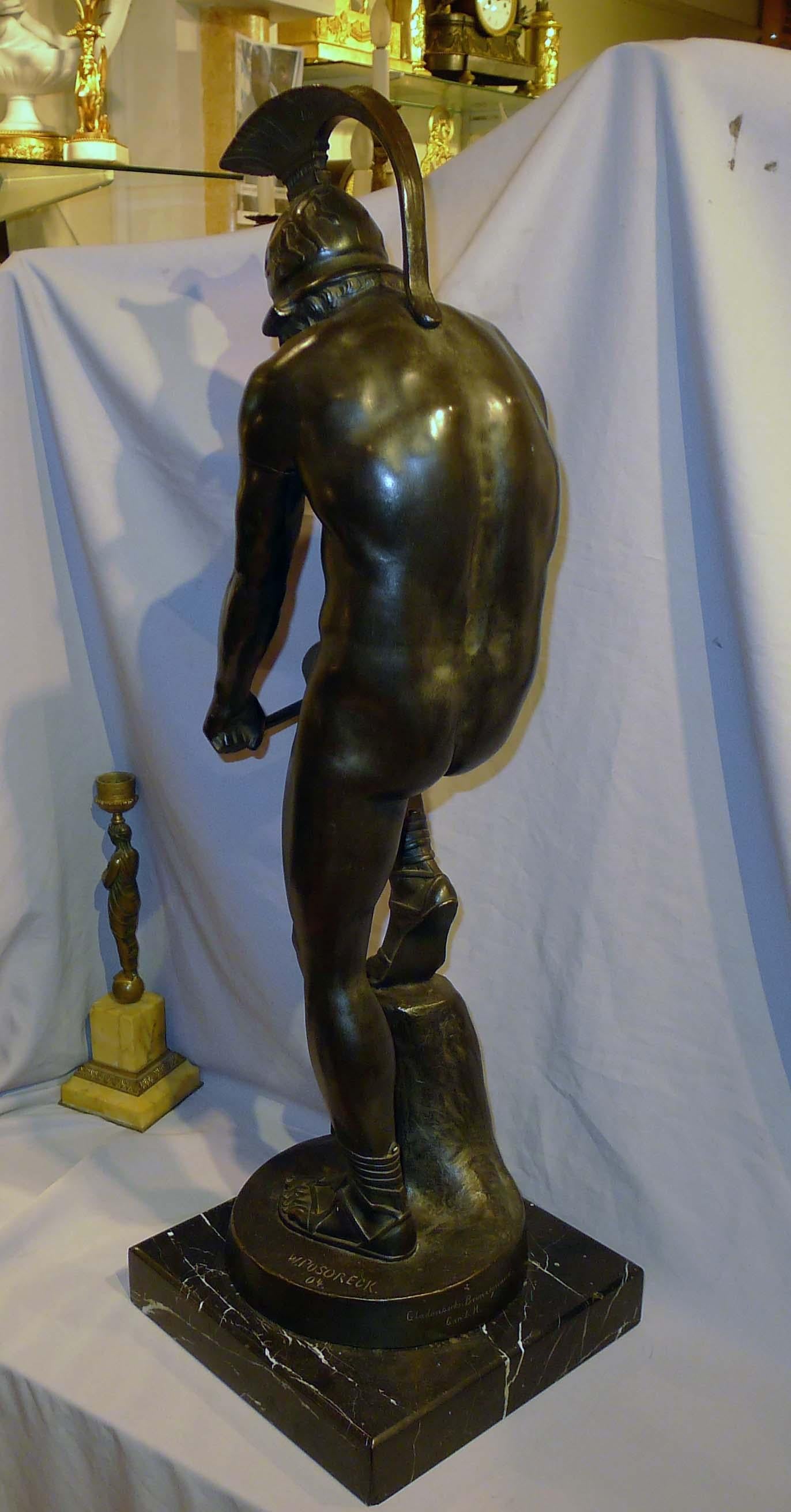 Patinated Bronze Figure of a Classical Soldier by Wilhelm Posoreck 2