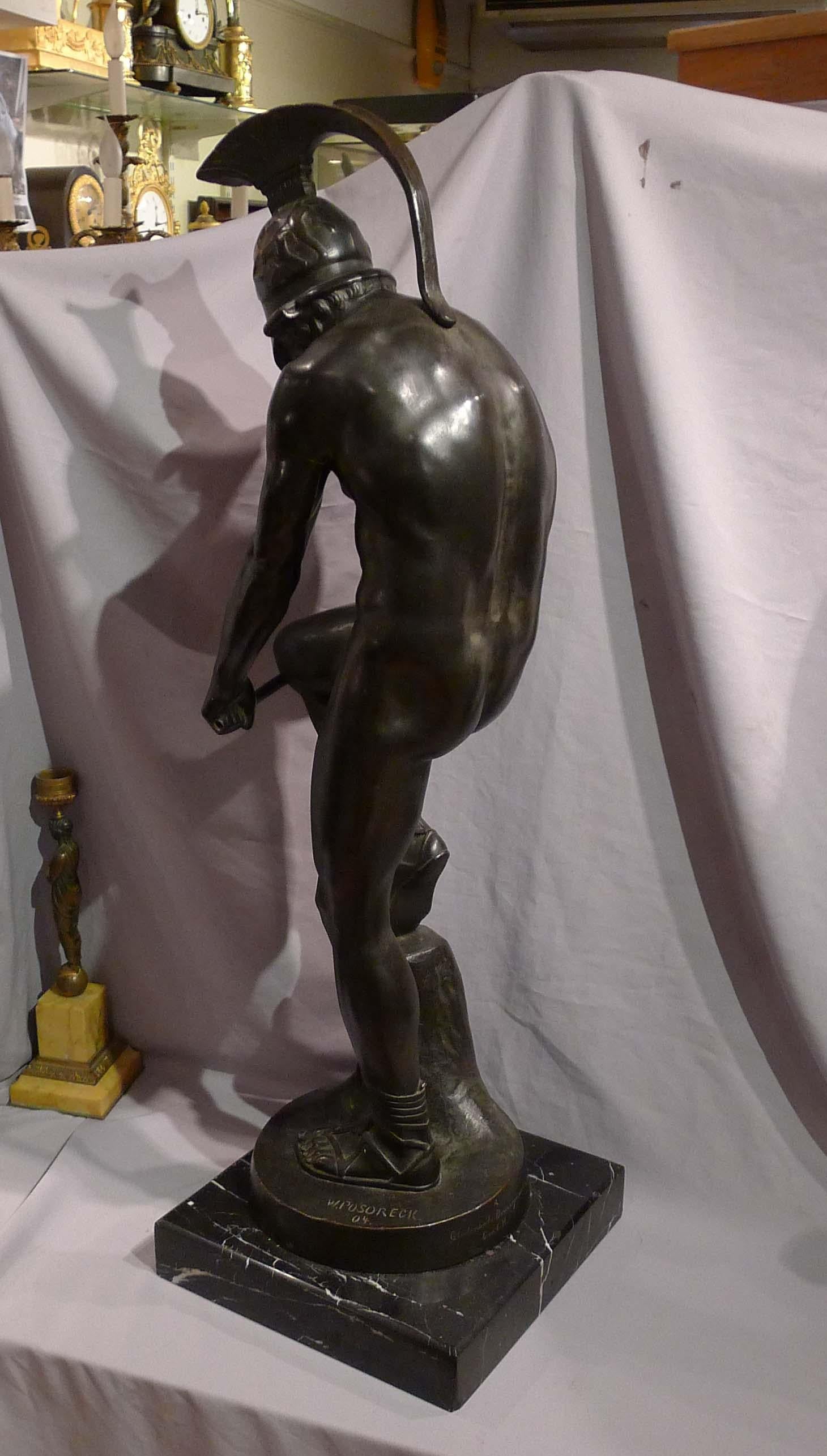 Patinated Bronze Figure of a Classical Soldier by Wilhelm Posoreck 3