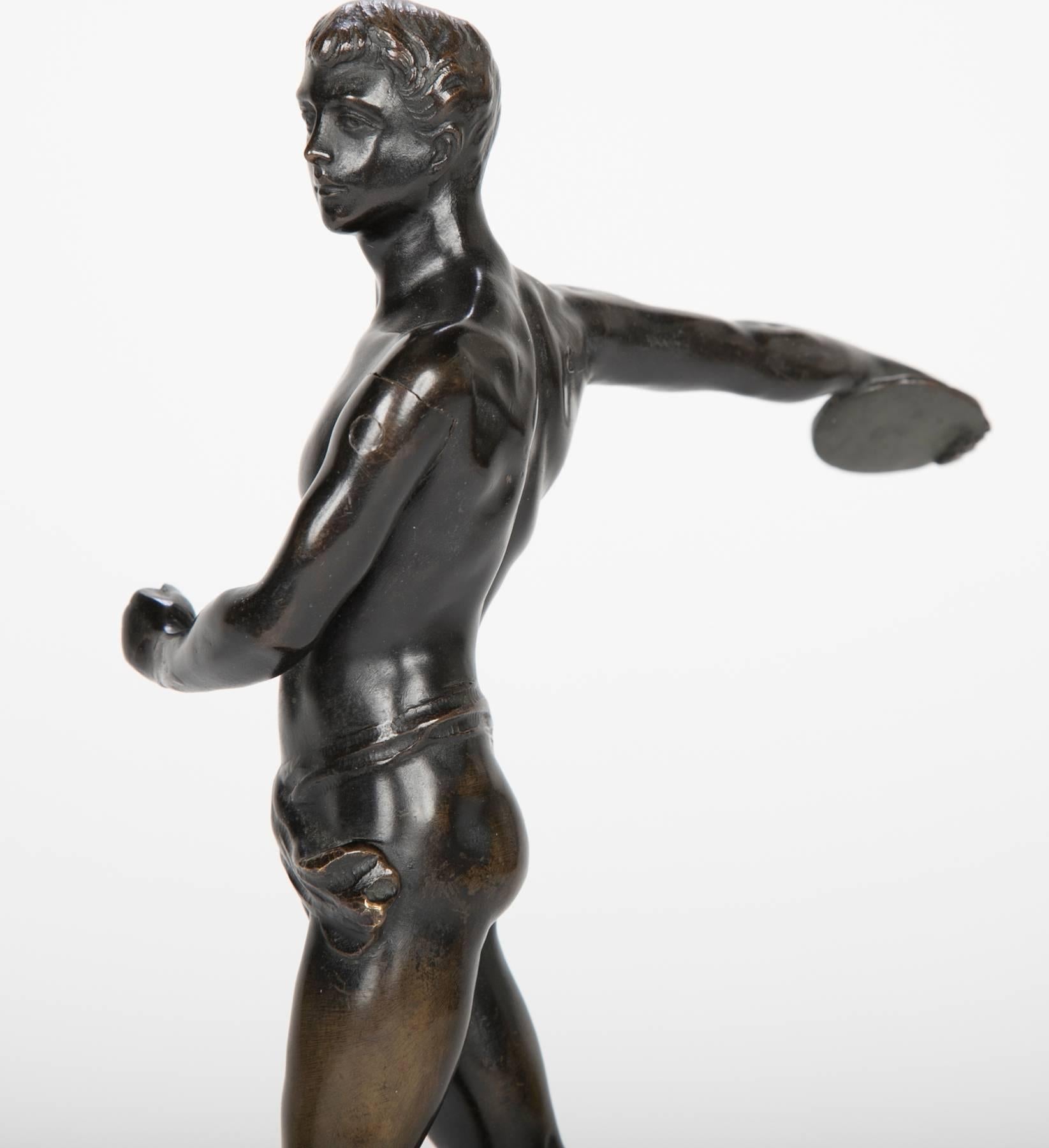 Patinated Bronze Figure of a Discus Thrower 3