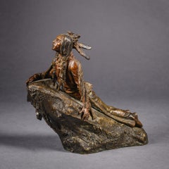 Patinated Bronze Figure of a Native American Scout by Carl Kauba, circa 1910