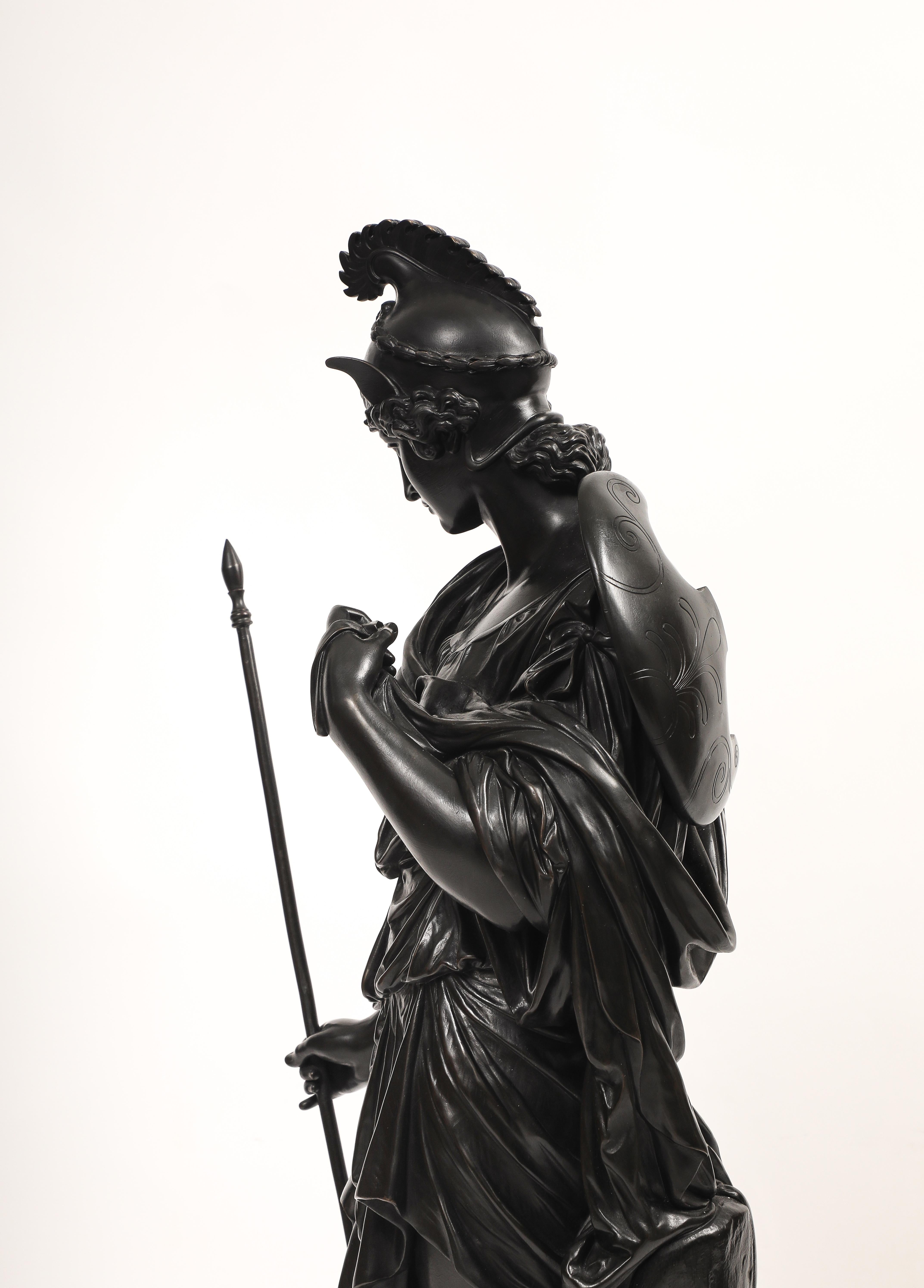 Patinated Bronze Figure of Amazon Warrior, or Armed Athena E. Hébert & V Pillard For Sale 6