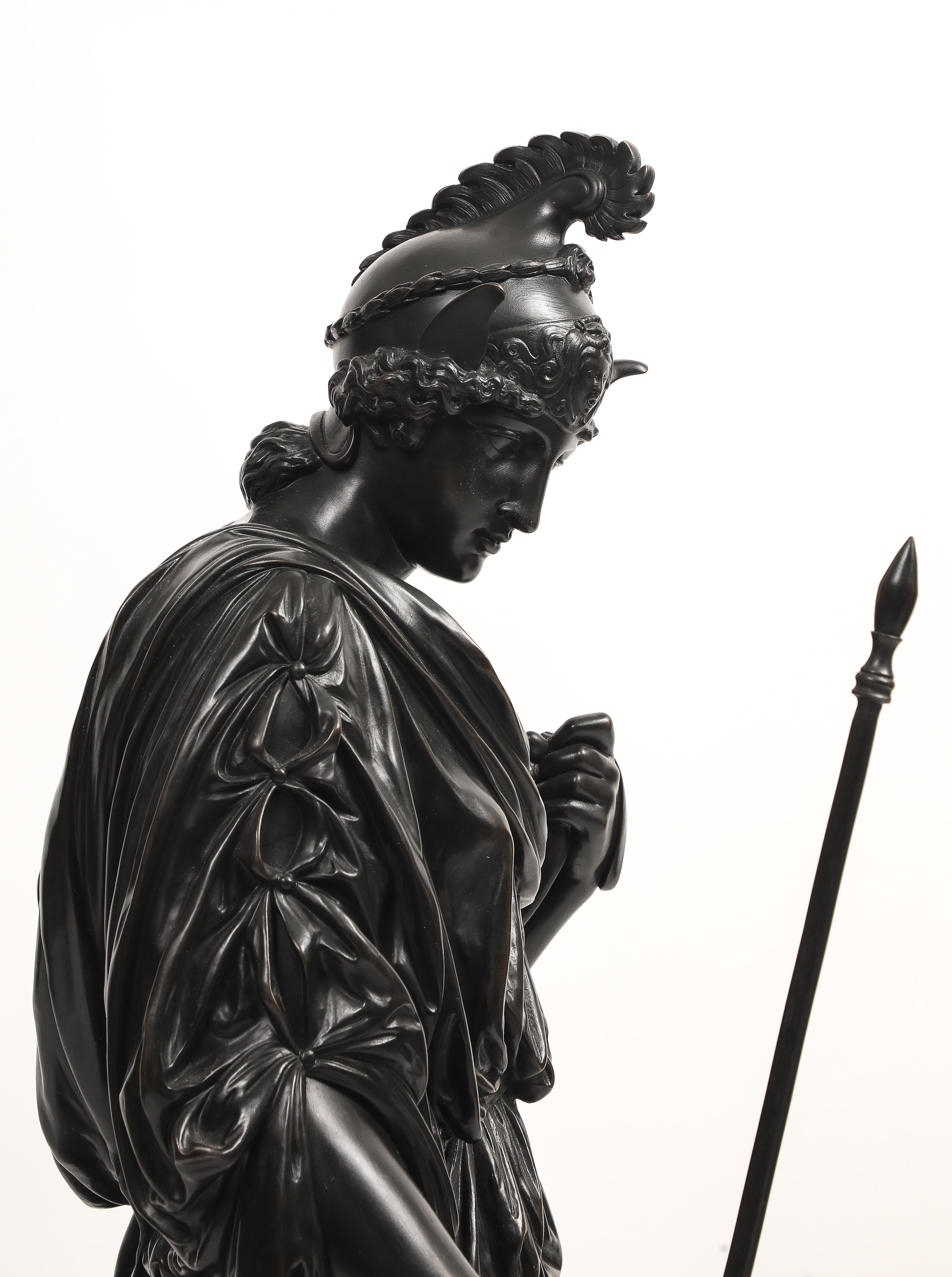 Patinated Bronze Figure of Amazon Warrior, or Armed Athena E. Hébert & V Pillard For Sale 8