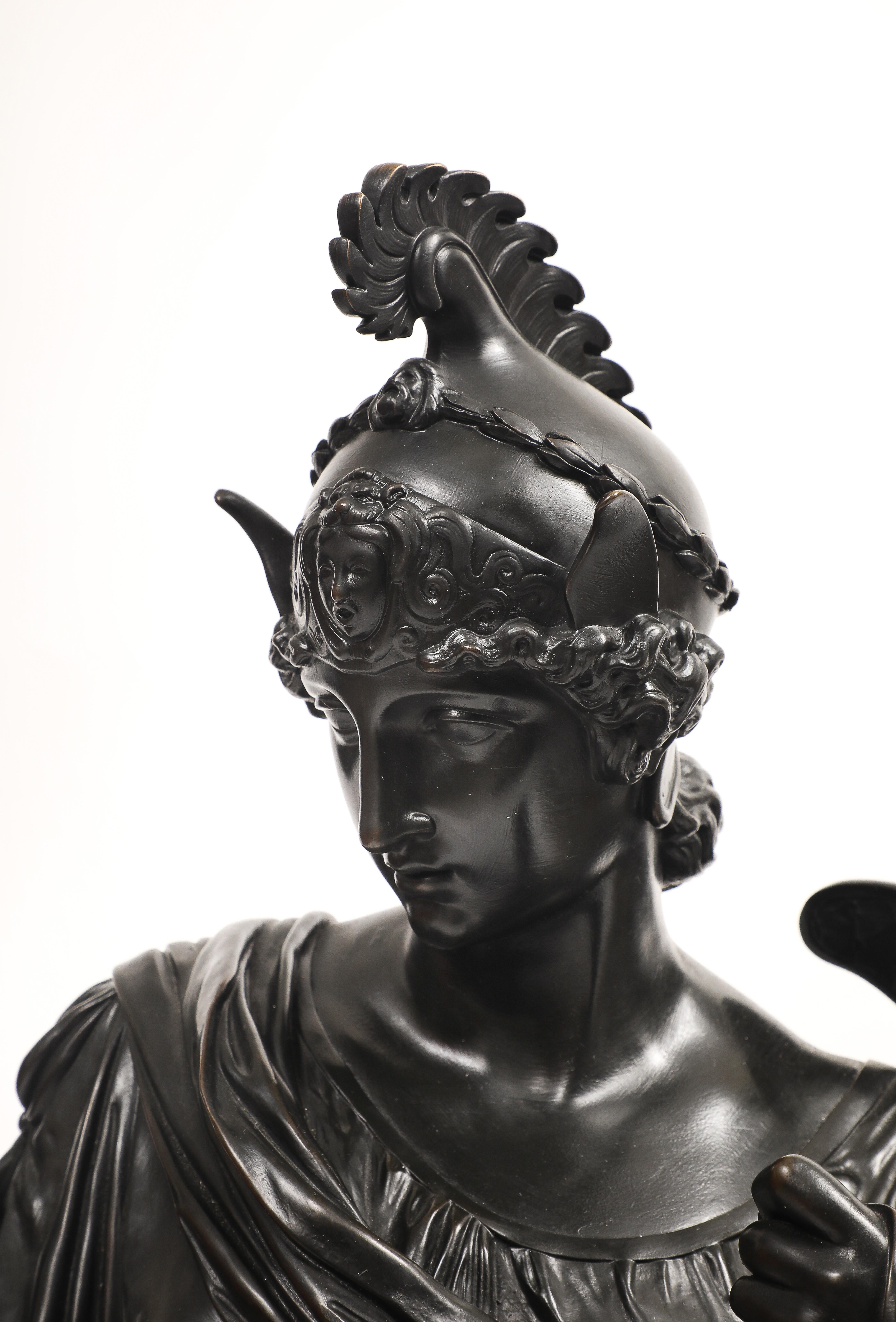 Patinated Bronze Figure of Amazon Warrior, or Armed Athena E. Hébert & V Pillard For Sale 9