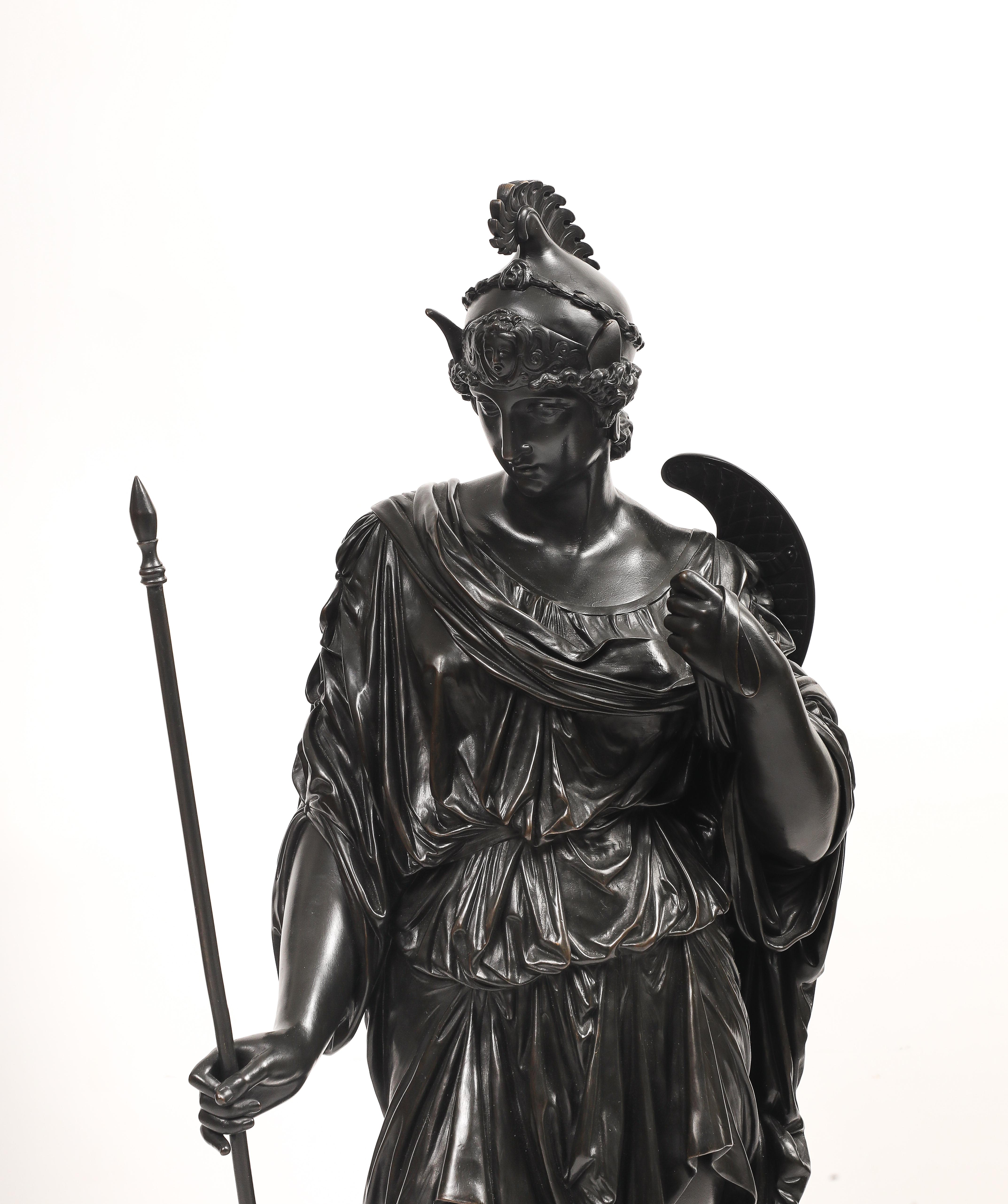 Patinated Bronze Figure of Amazon Warrior, or Armed Athena E. Hébert & V Pillard For Sale 1