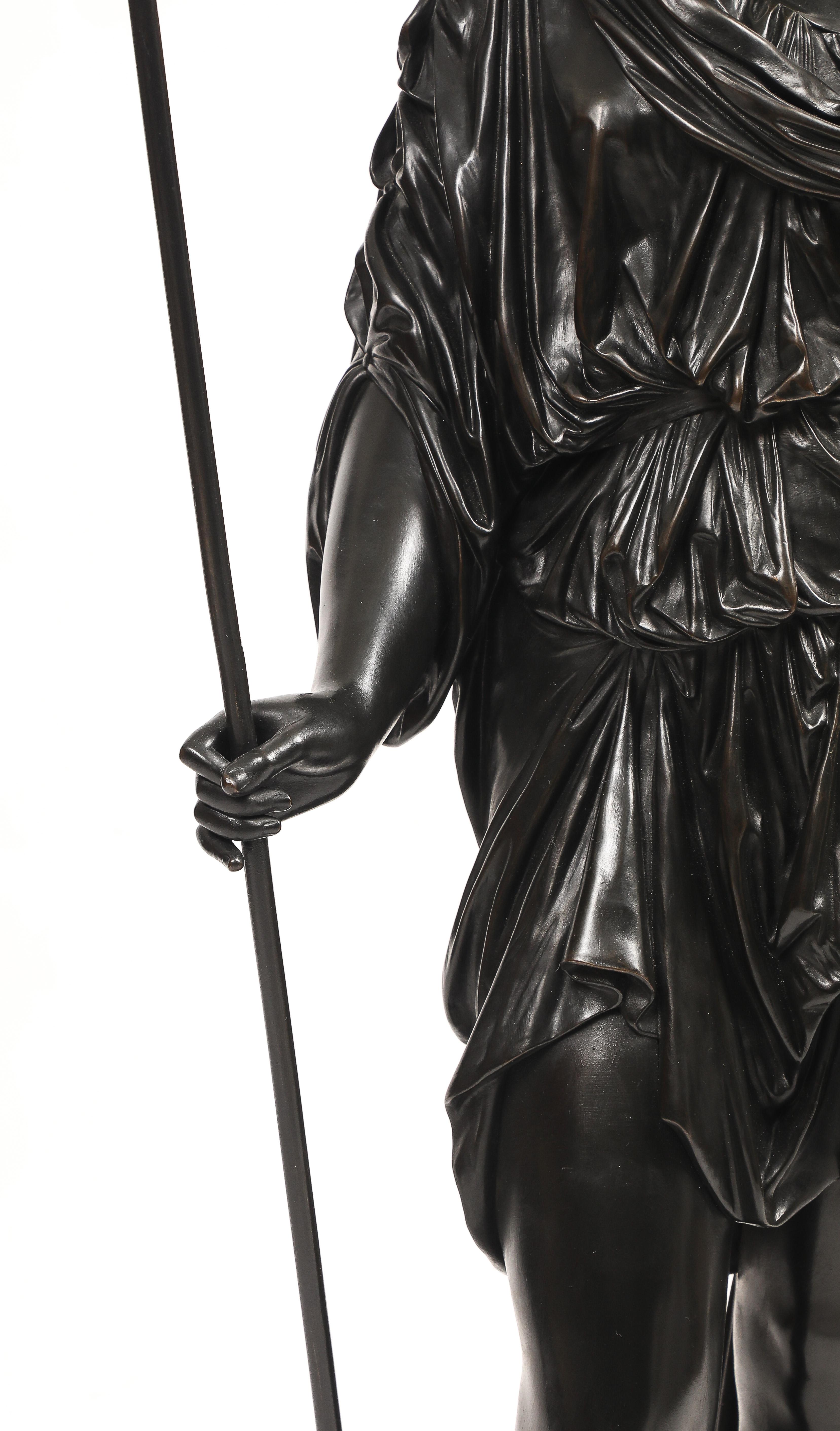 Patinated Bronze Figure of Amazon Warrior, or Armed Athena E. Hébert & V Pillard For Sale 2
