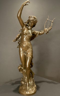 Bronze Figure of "Danseuse a La Lyre" by Mathurin Moreau