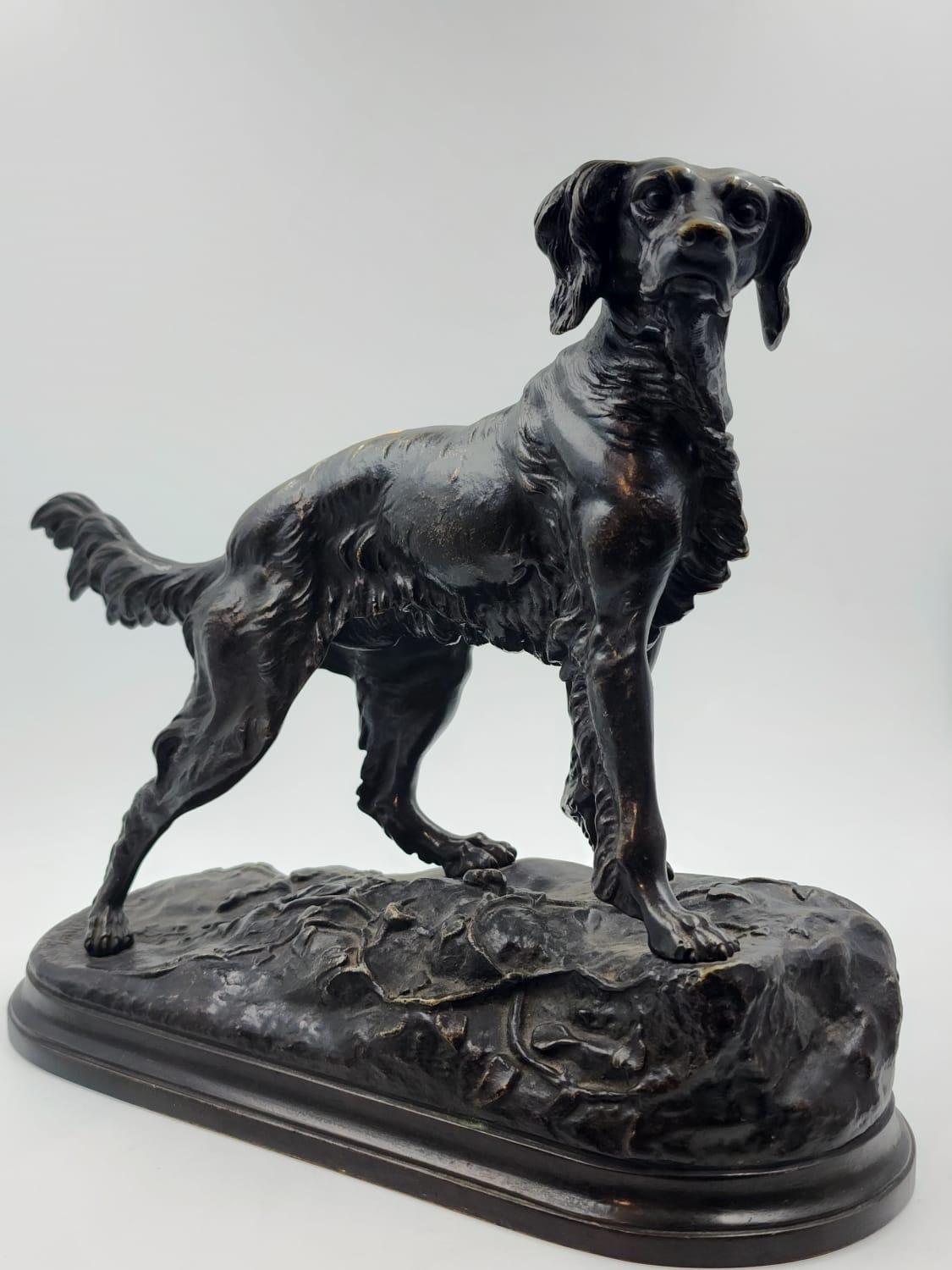 Spanish Cocker figure in patinated bronze signed by Jules Moigniez, 19th century
French bronze by the Artist Jules Moigniez, in this beautiful piece an old Spanish Cocker is represented, when they were hunting and search dogs, the artist did so