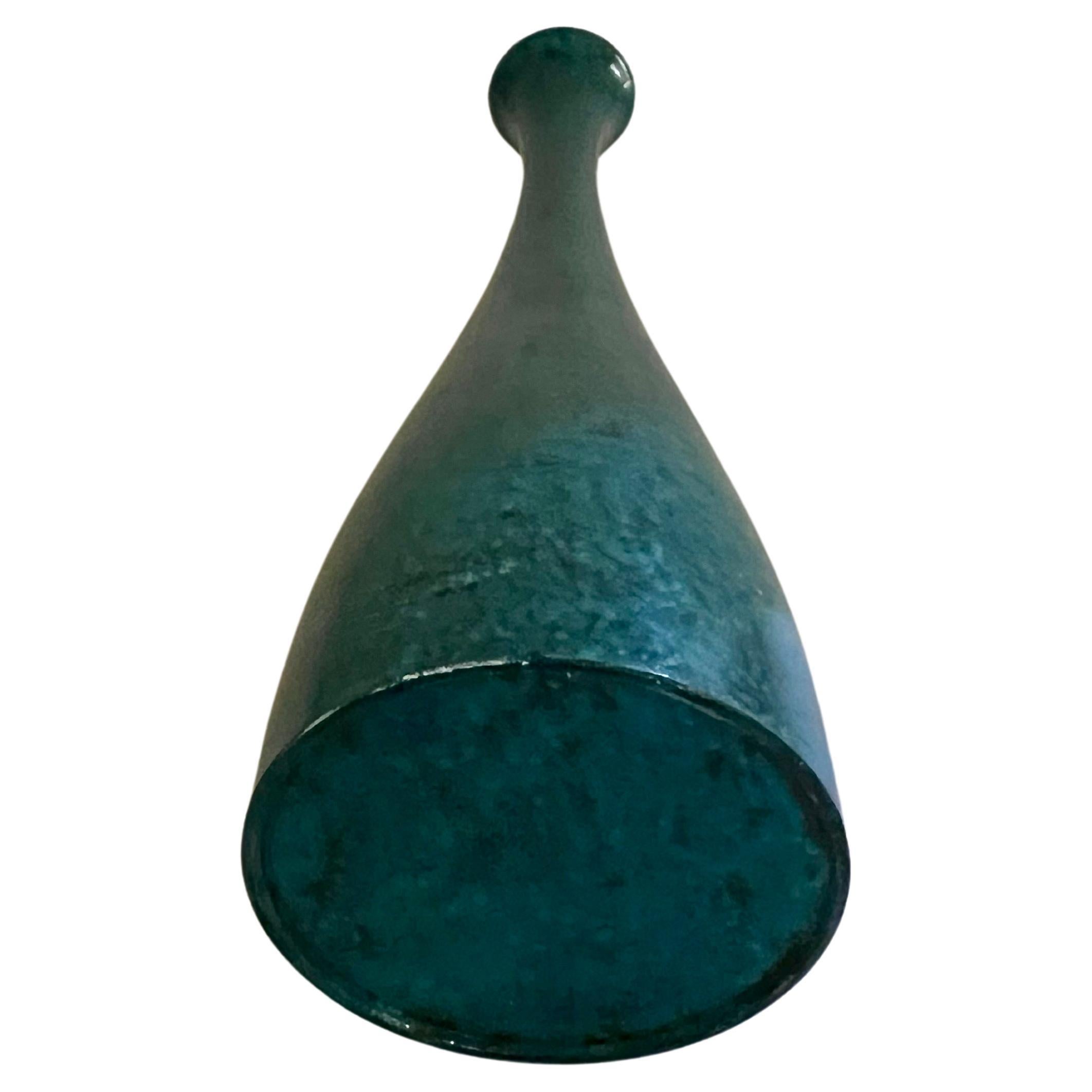 Elegant patinated bronze finish bud Vase with simple design in metal.