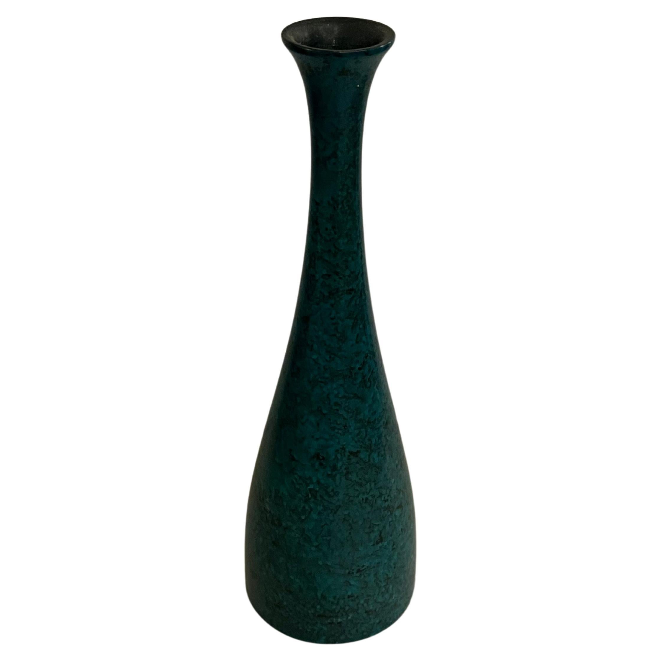 Mid-Century Modern Patinated Bronze Finish on Metal Bud Vase Mid Century