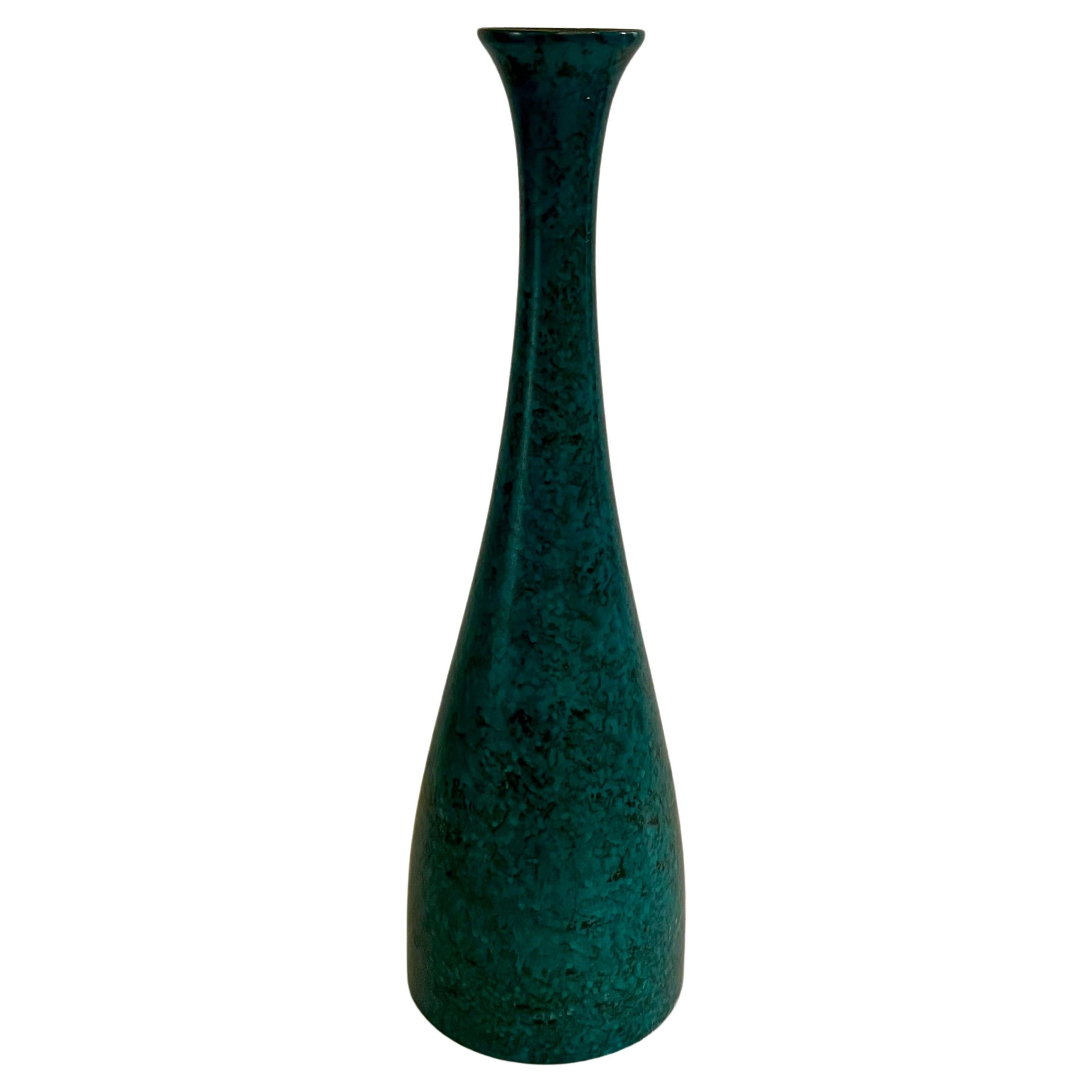 Patinated Bronze Finish on Metal Bud Vase Mid Century