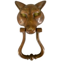 Vintage Patinated Bronze Fox Door Knocker