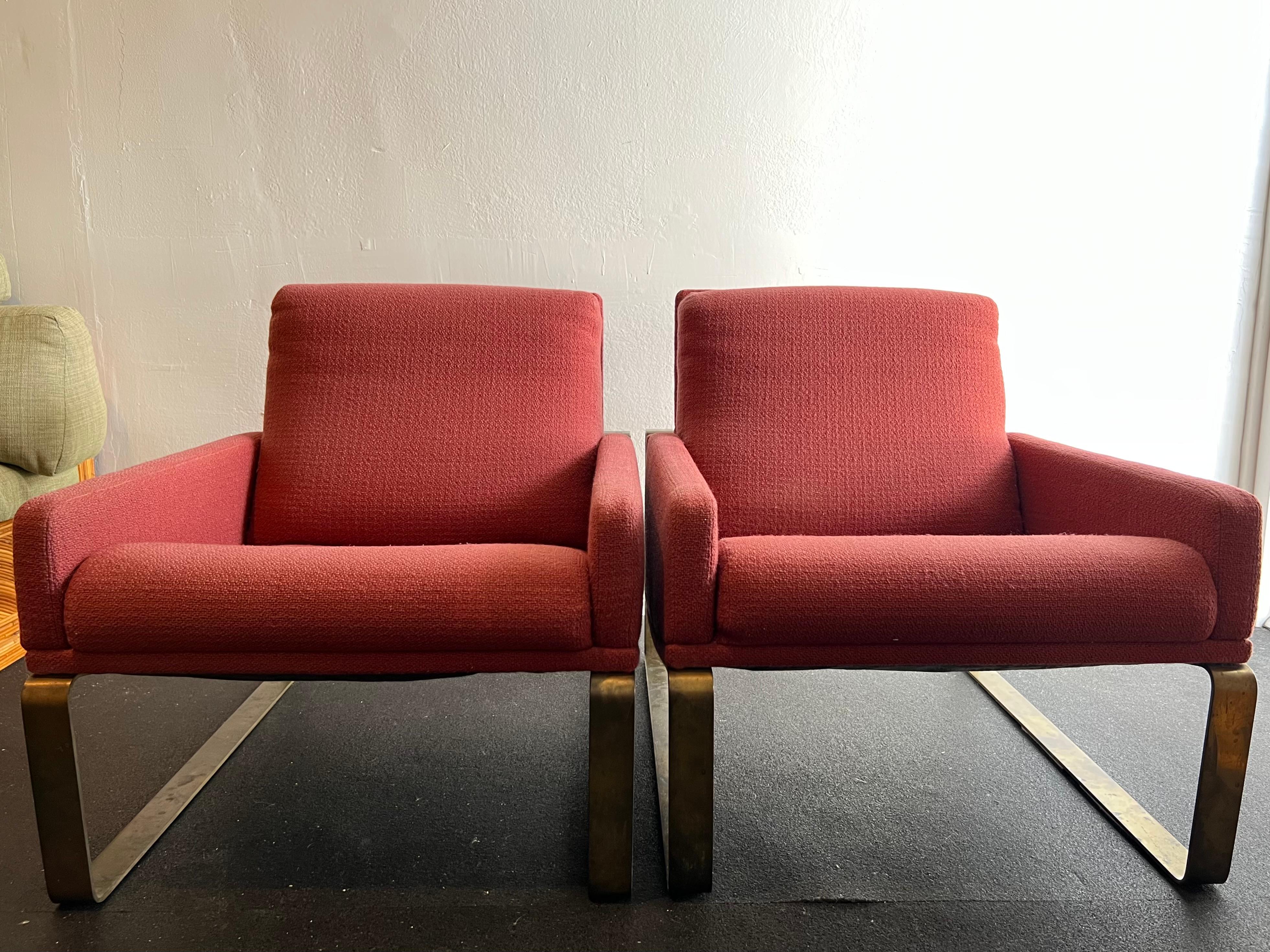 Unknown Patinated Bronze Frame Lounge Chairs- A Pair  For Sale