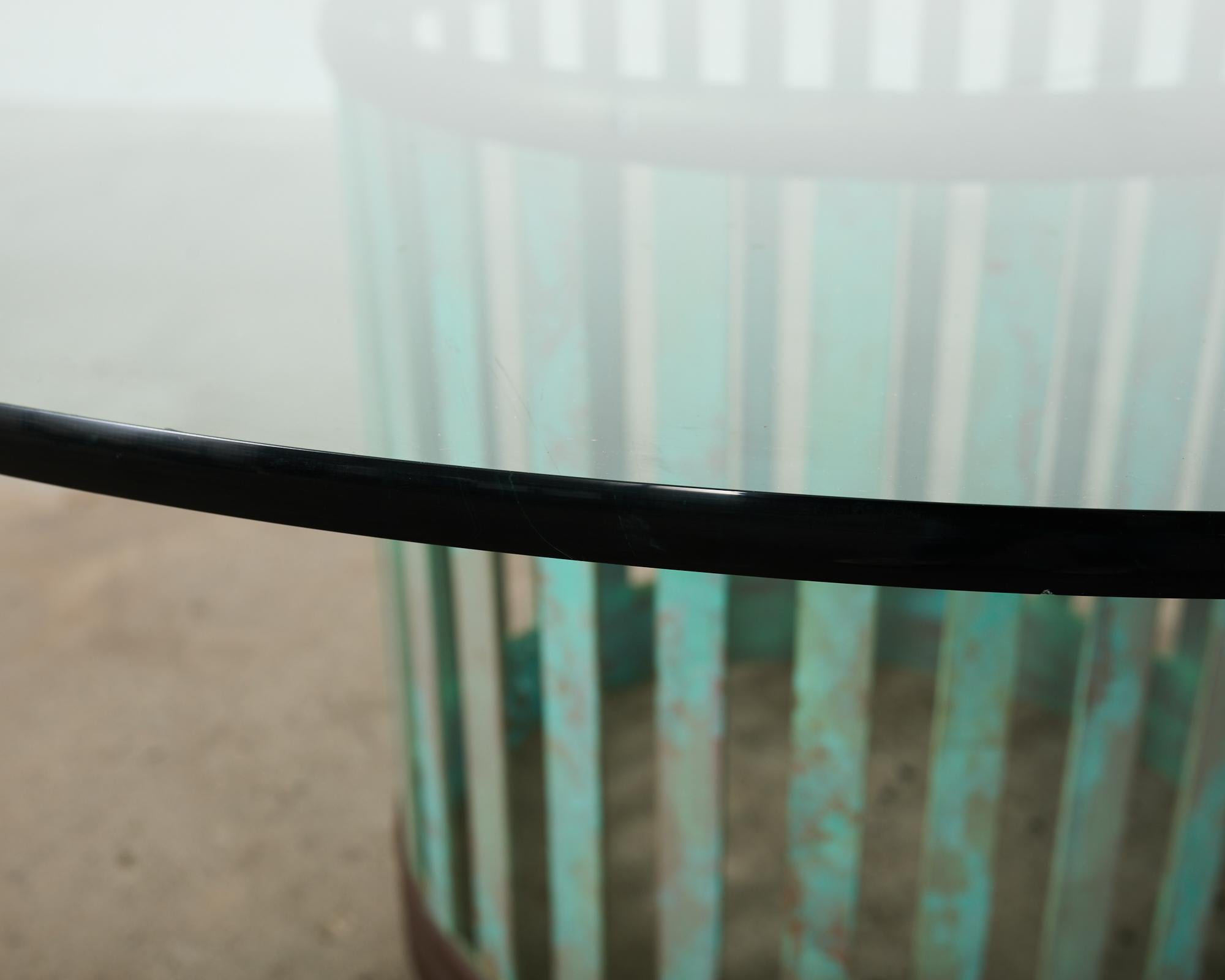 Patinated Bronze Garden Dining Center Table with Verdigris For Sale 3
