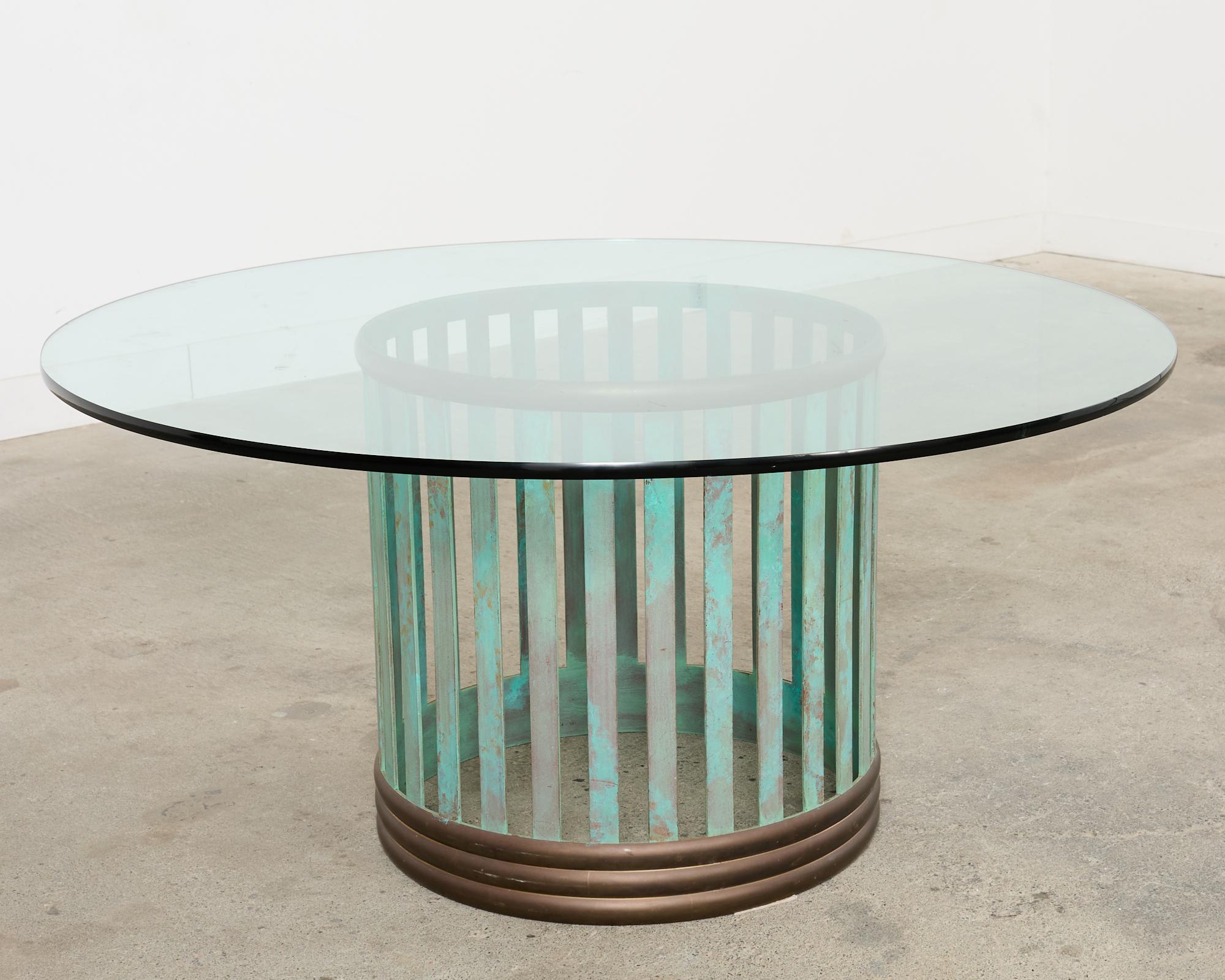 Patinated Bronze Garden Dining Center Table with Verdigris For Sale 4