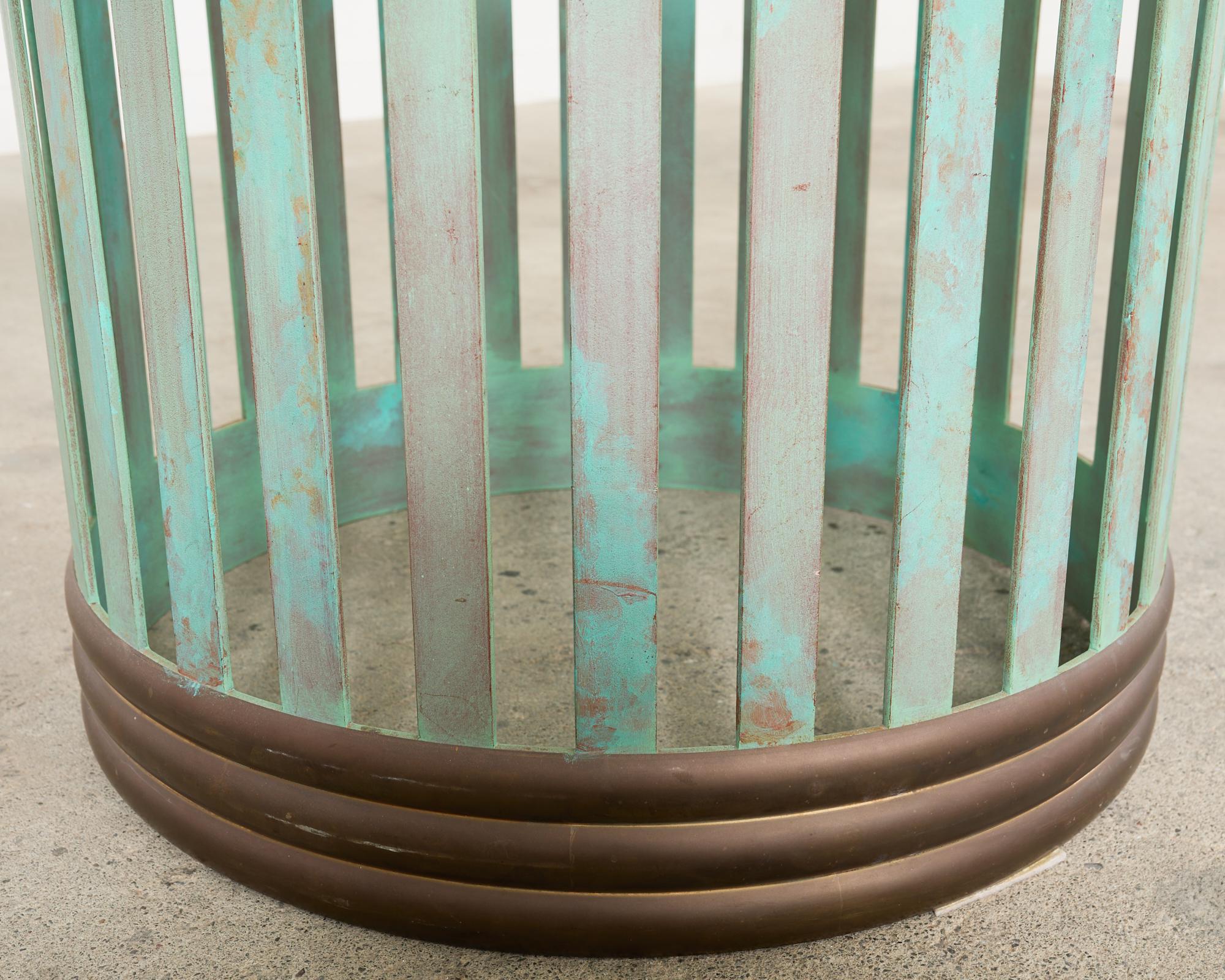 Patinated Bronze Garden Dining Center Table with Verdigris For Sale 6