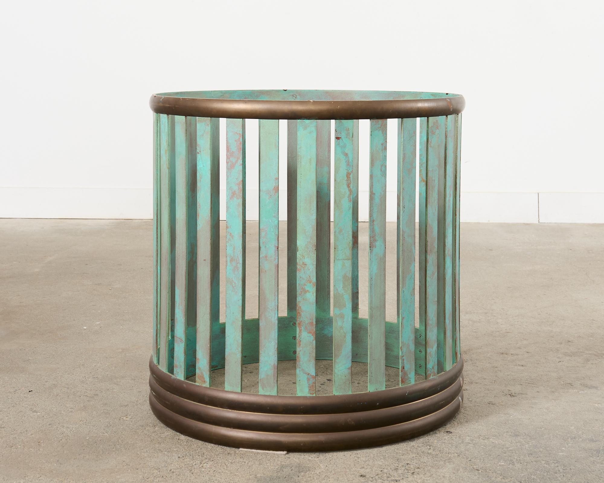 Patinated Bronze Garden Dining Center Table with Verdigris For Sale 8