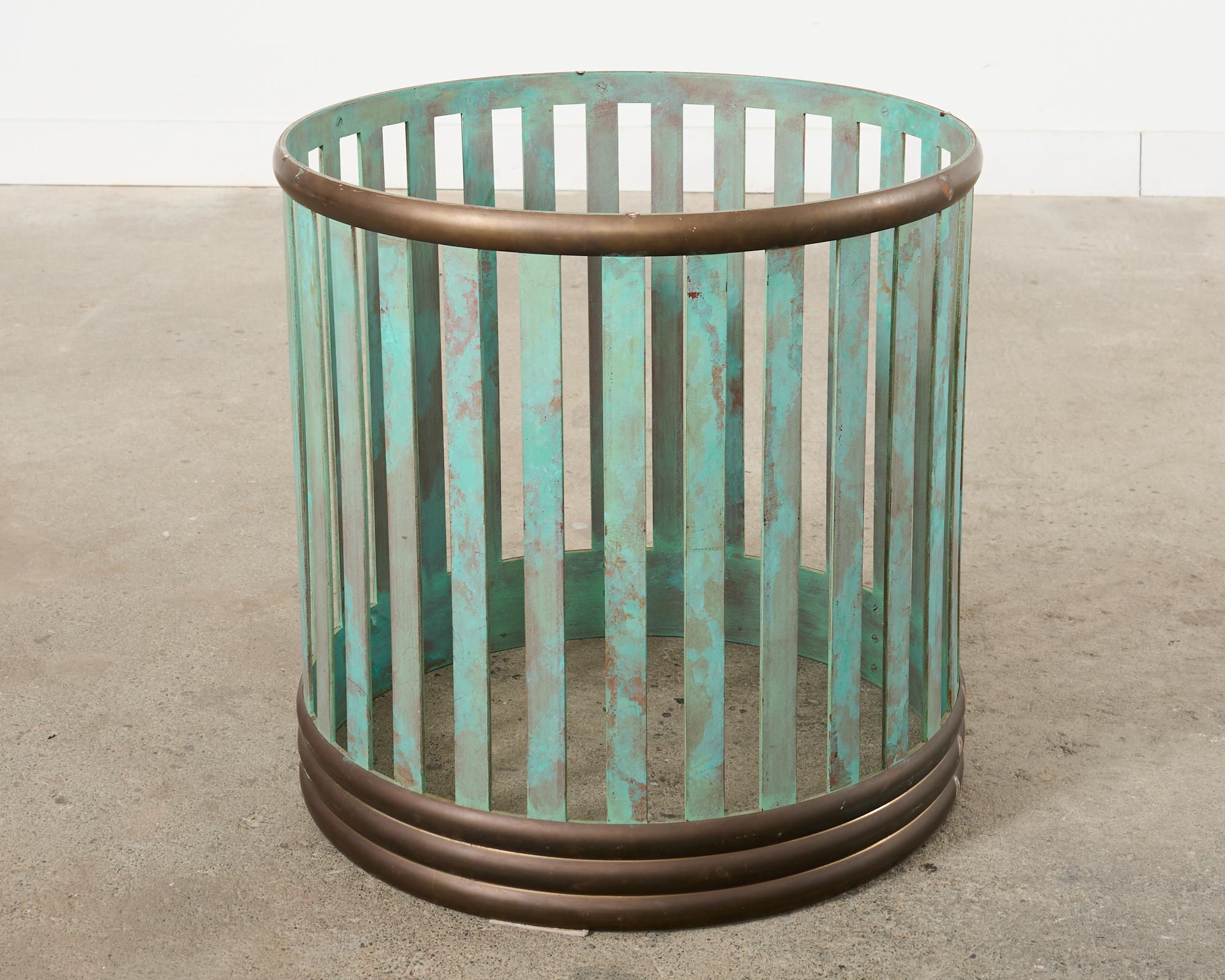 Patinated Bronze Garden Dining Center Table with Verdigris For Sale 9
