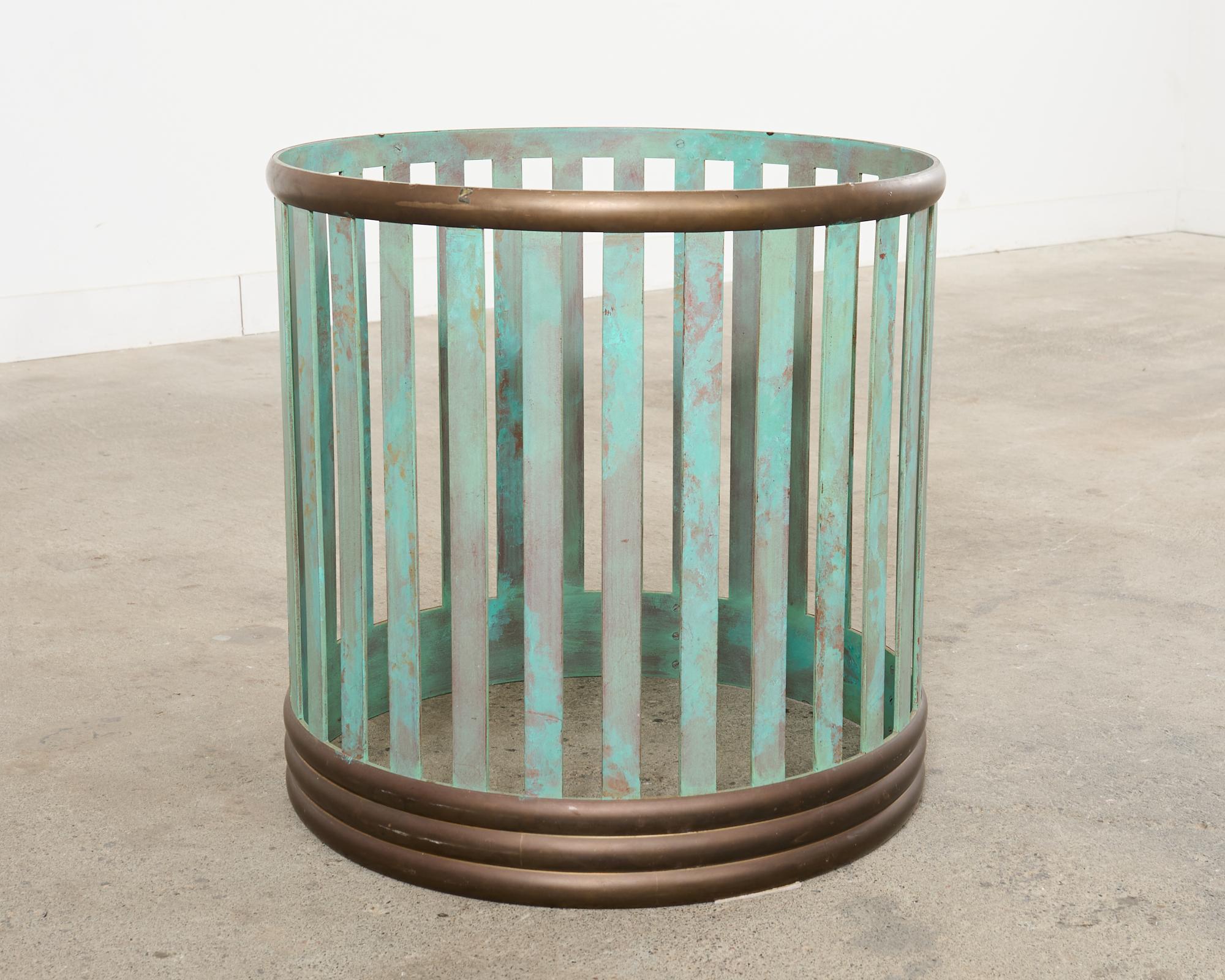 Patinated Bronze Garden Dining Center Table with Verdigris For Sale 10