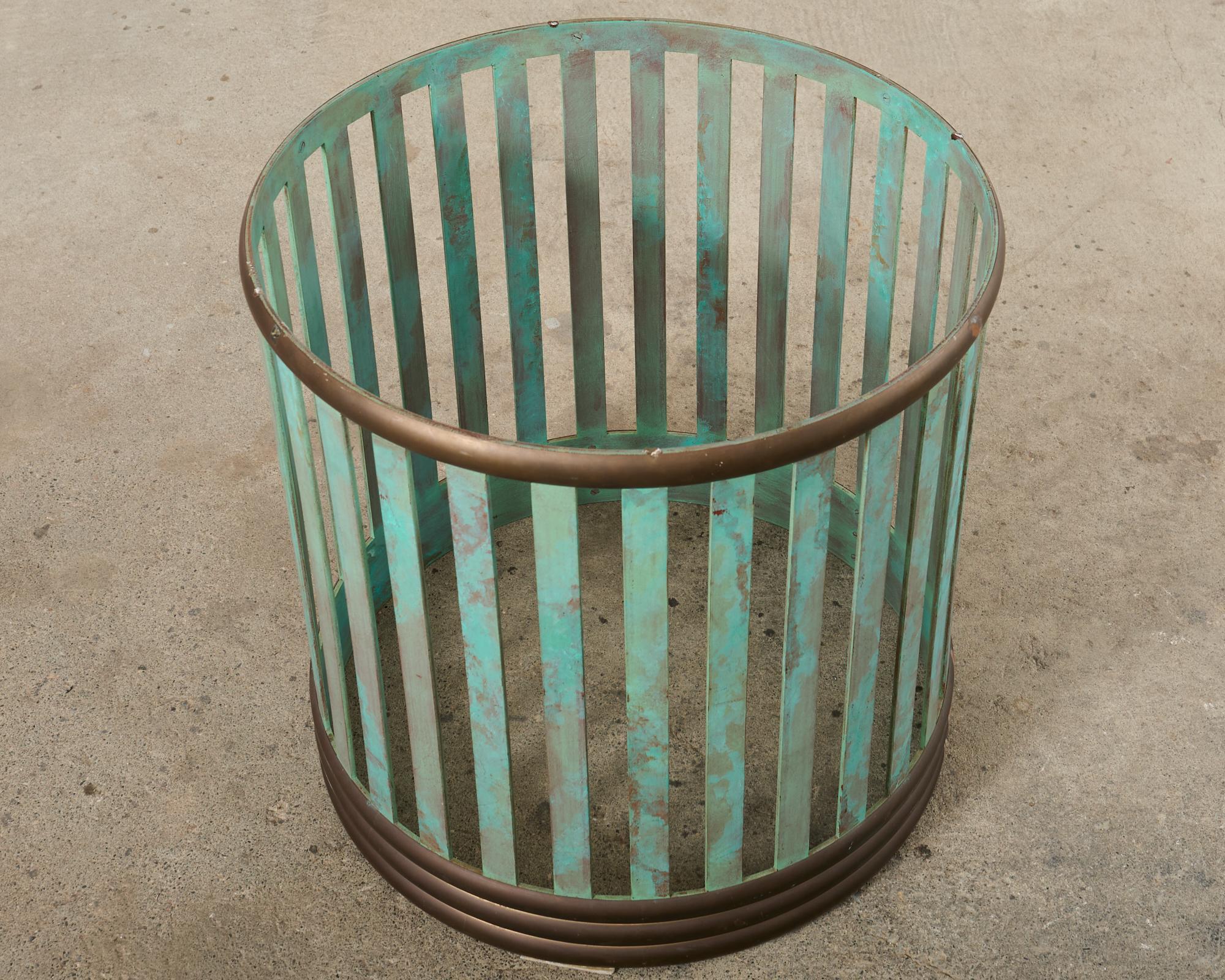 Patinated Bronze Garden Dining Center Table with Verdigris For Sale 11