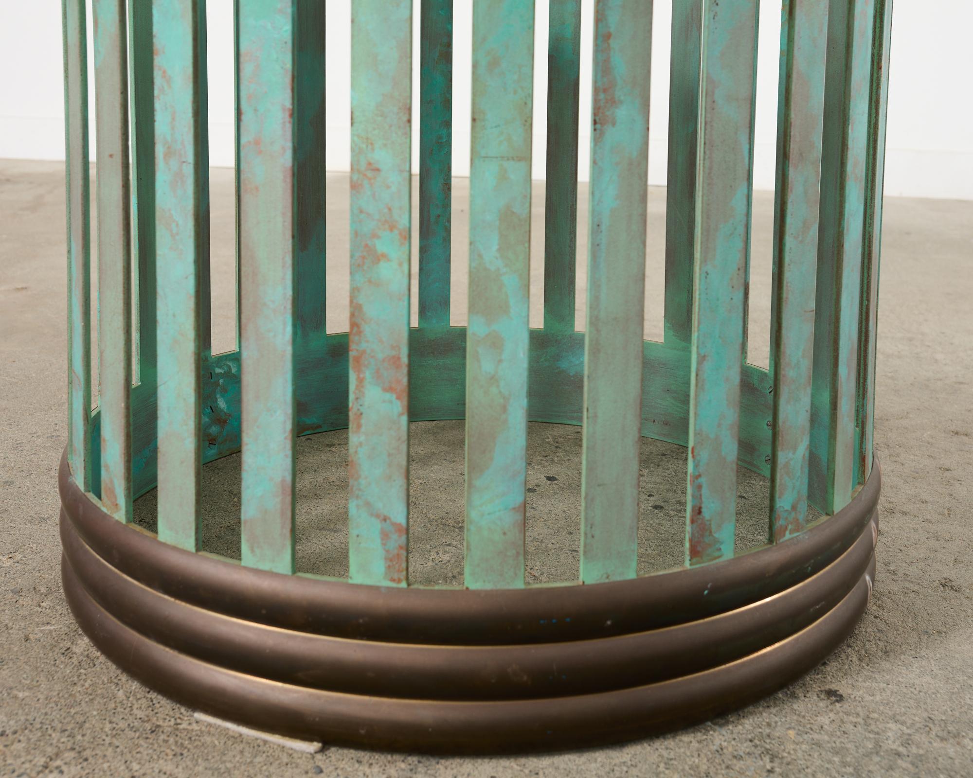 20th Century Patinated Bronze Garden Dining Center Table with Verdigris For Sale