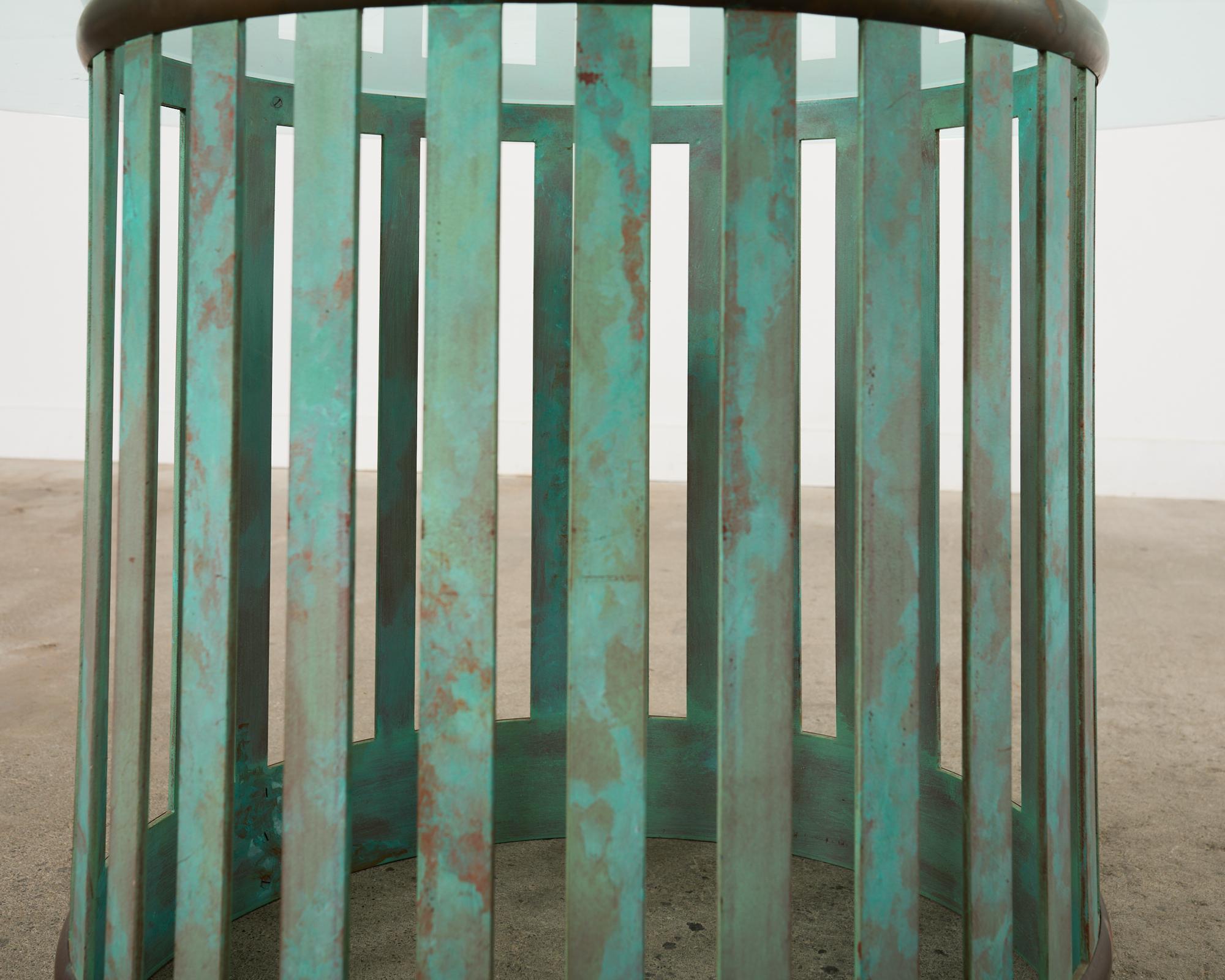 Patinated Bronze Garden Dining Center Table with Verdigris For Sale 2