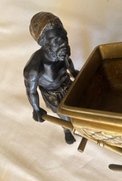 Patinated Bronze & Gilded Bronze sculpture "Venetian Moors with sedan chair"