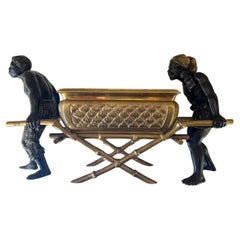 Patinated Bronze & Gilded Bronze sculpture "Venetian Moors with sedan chair"
