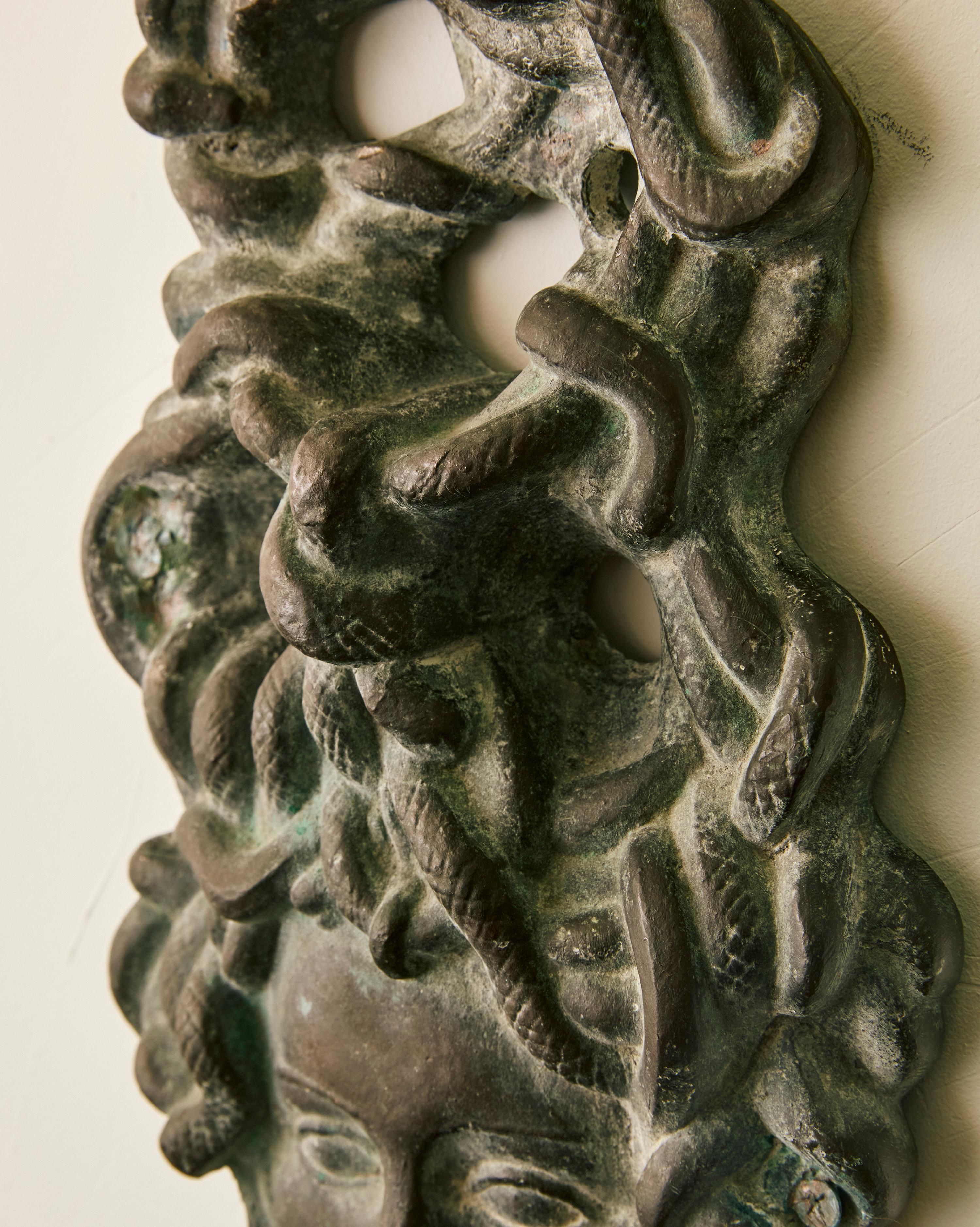 Francese Patinated Bronze Gorgon Head by Andre Arbus &Vadim Androusov in vendita