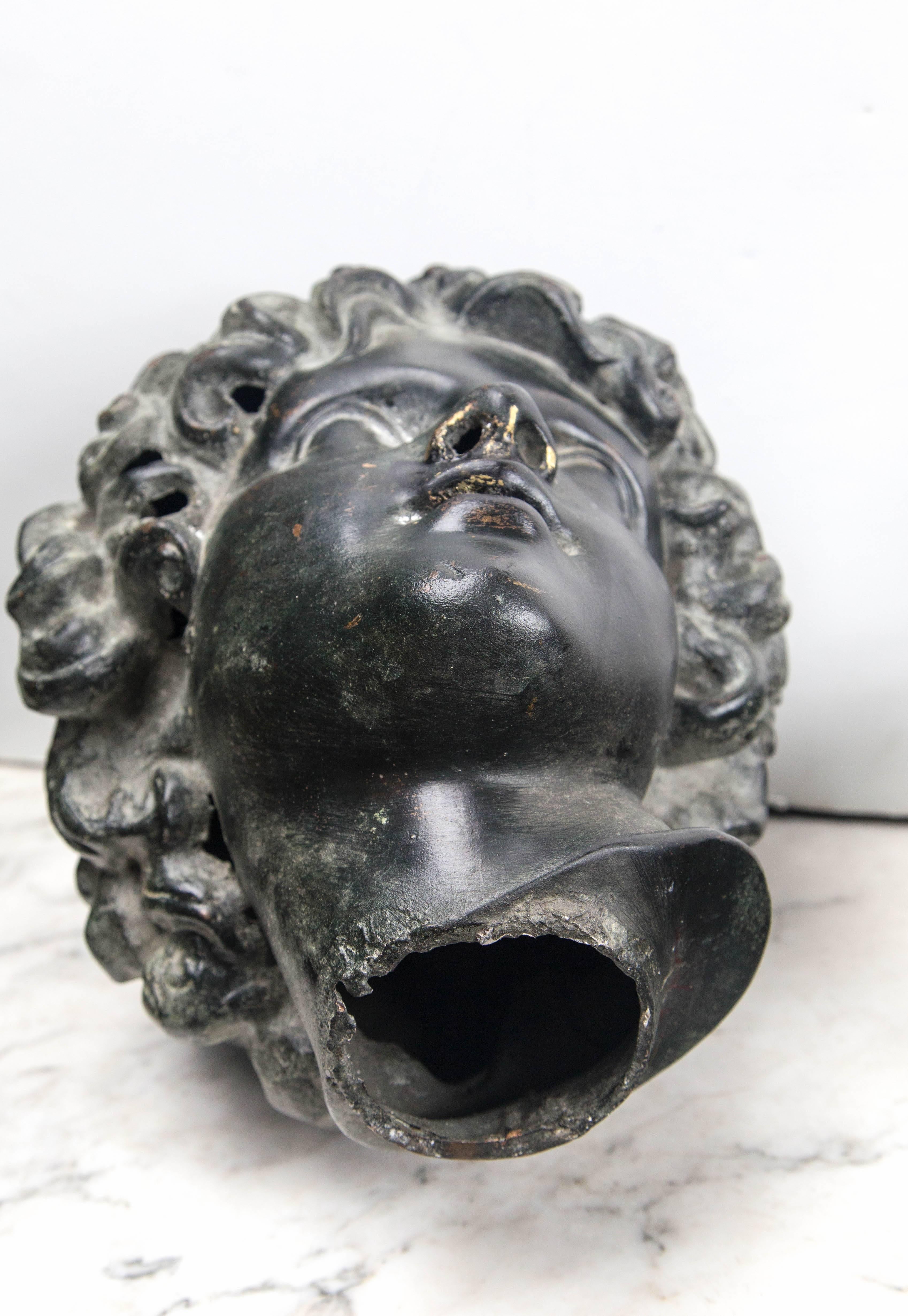19th Century Patinated Bronze Head of a Youth For Sale
