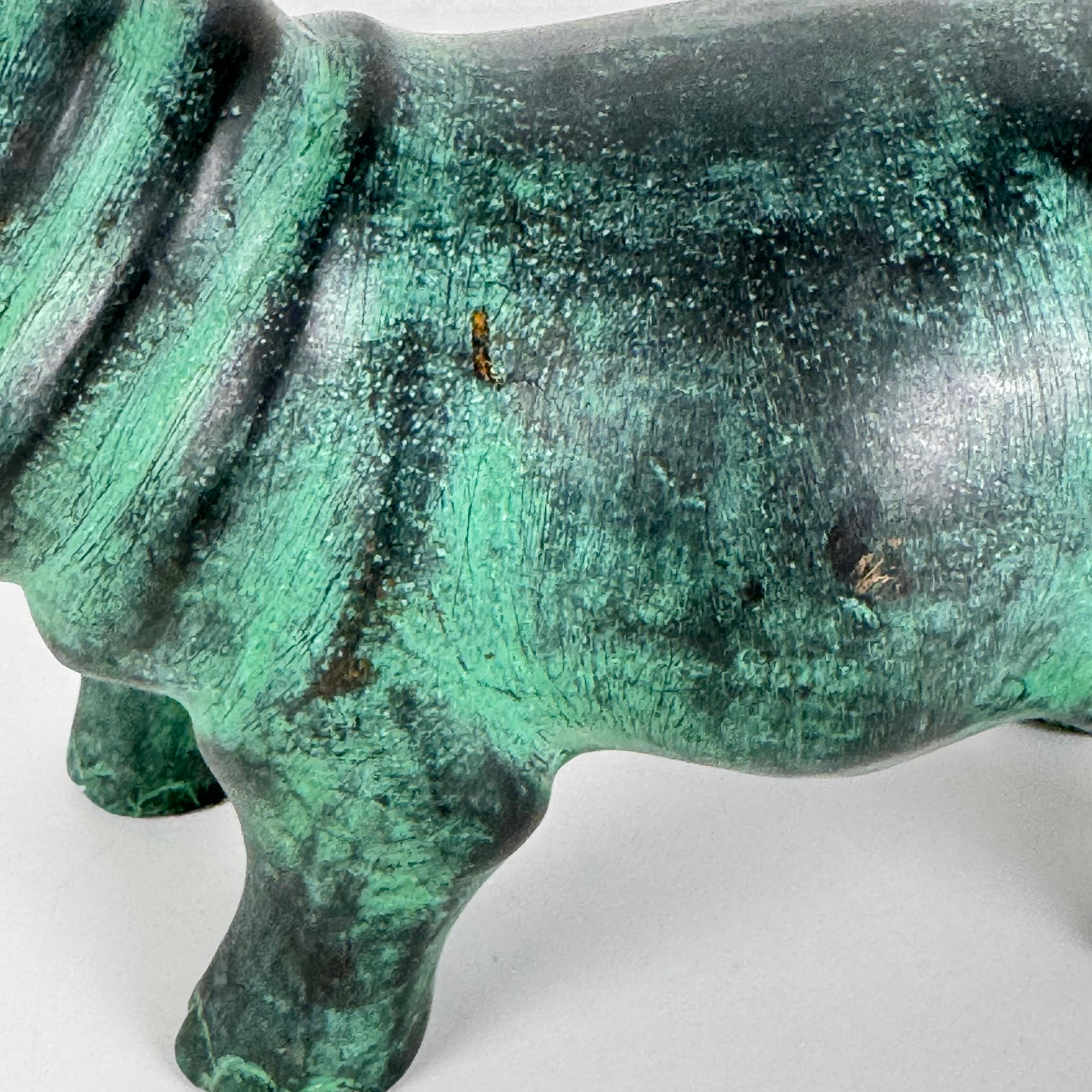 Patinated Bronze Hippopotamus Sculpture, 1980s For Sale 4