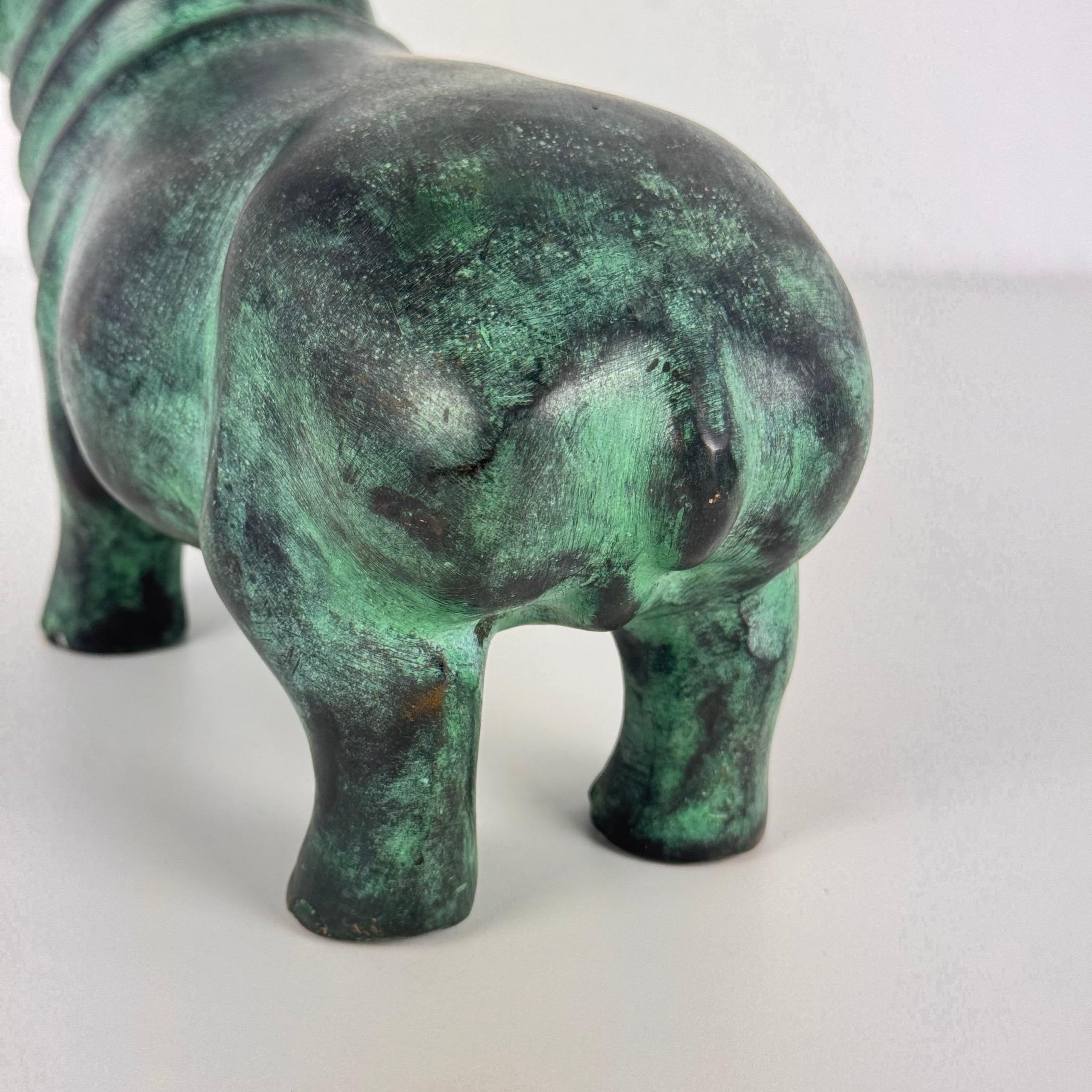 Patinated Bronze Hippopotamus Sculpture, 1980s For Sale 6