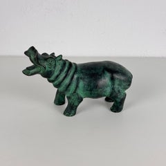 Patinated Bronze Hippopotamus Sculpture, 1980s