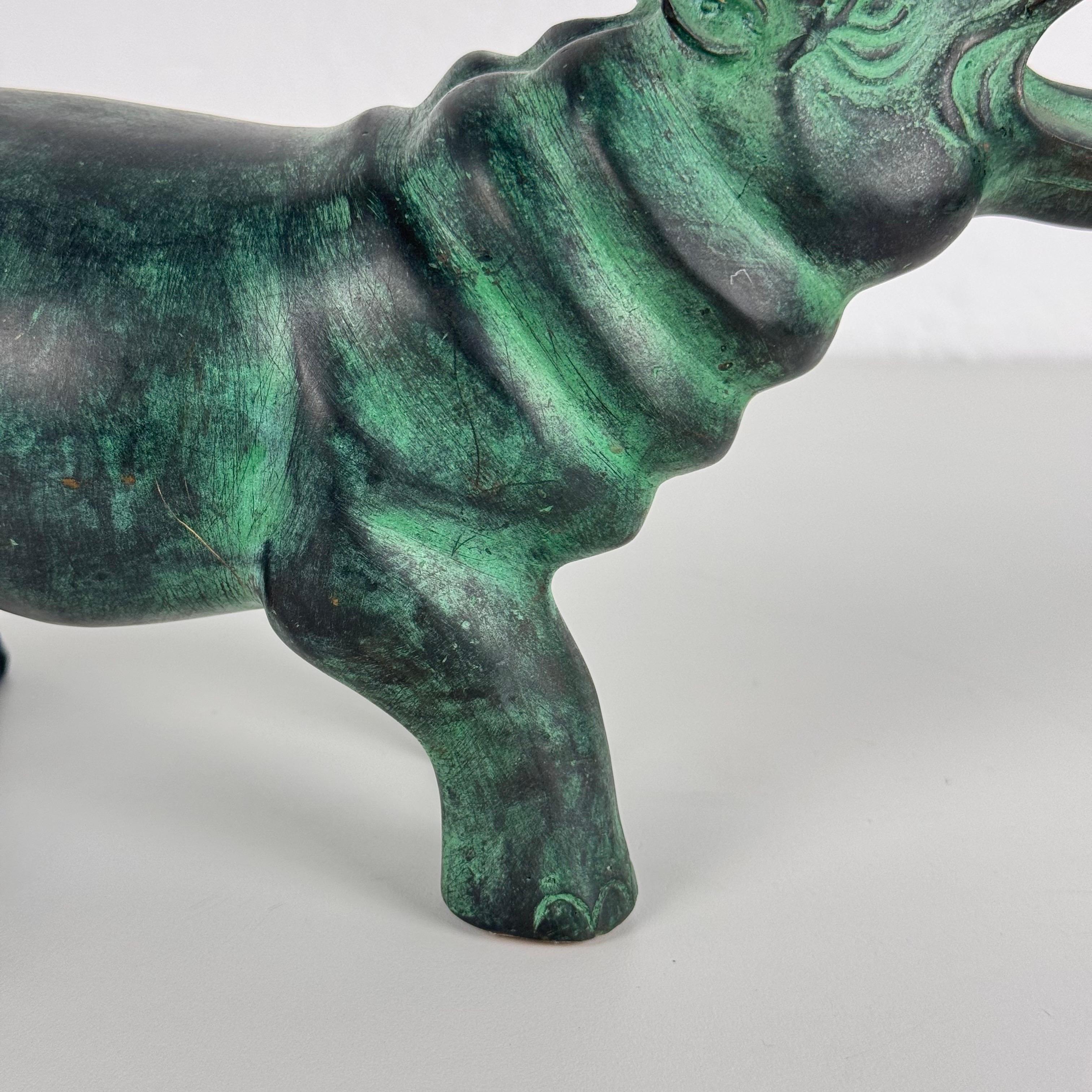 Late 20th Century Patinated Bronze Hippopotamus Sculpture, 1980s For Sale