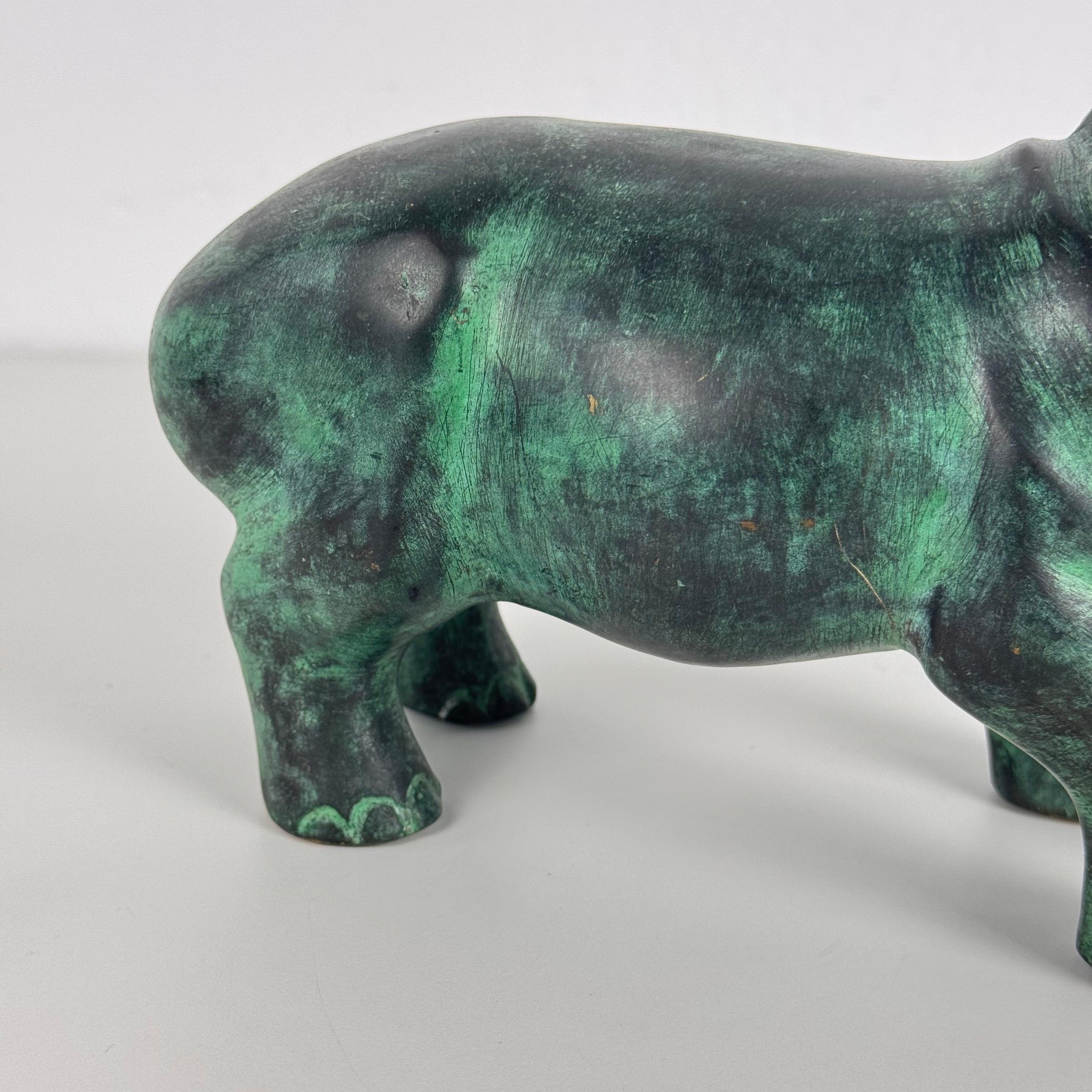 Patinated Bronze Hippopotamus Sculpture, 1980s For Sale 2