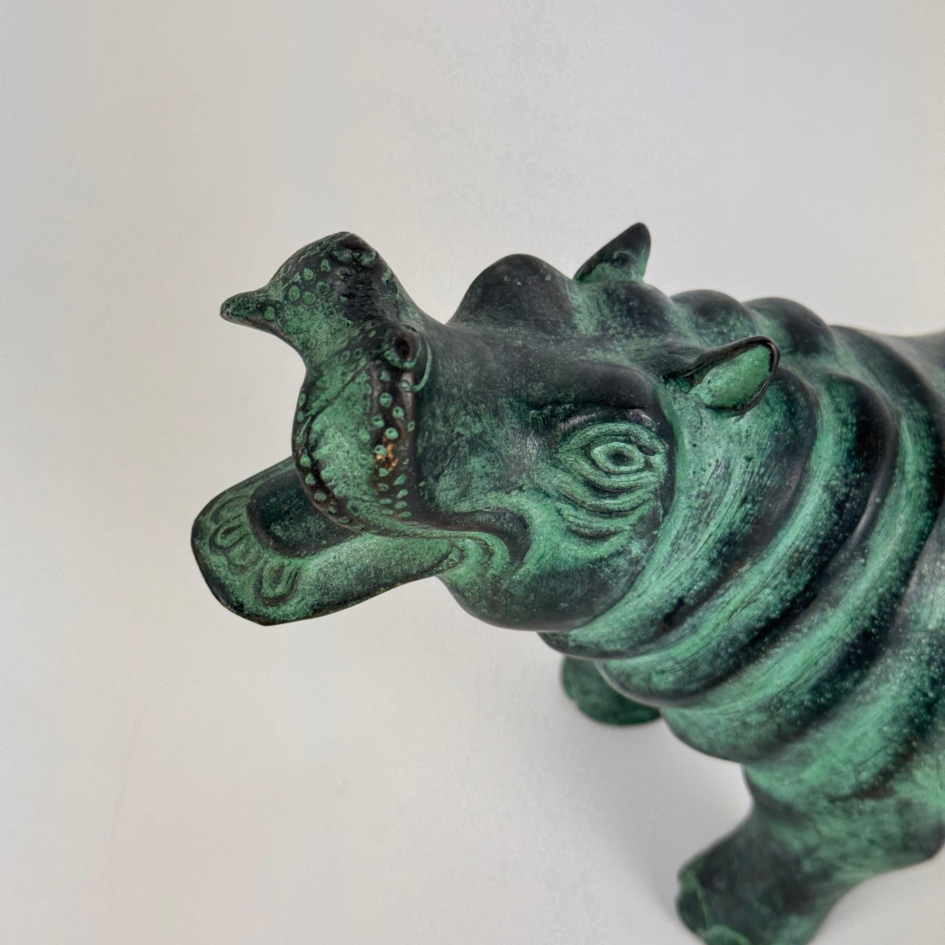 Patinated Bronze Hippopotamus Sculpture, 1980s For Sale 3