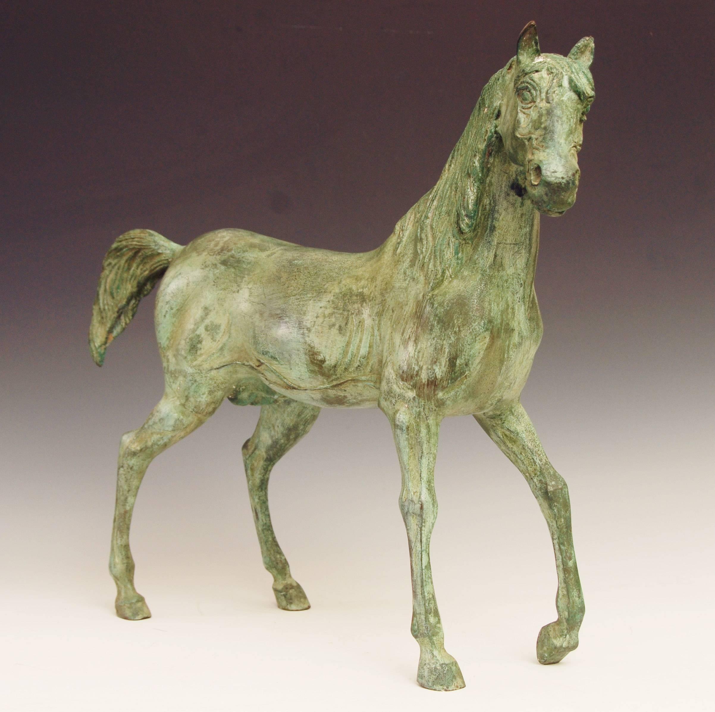 Patinated Bronze Horse For Sale 3