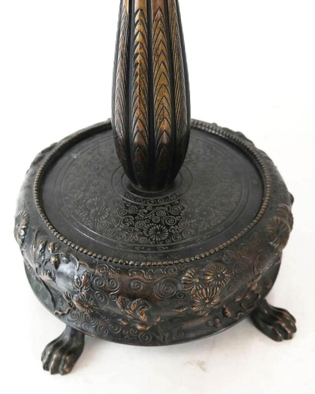 Patinated Bronze Lamp in Manner of Armand-Albert Rateau Attributed to Caldwell 5
