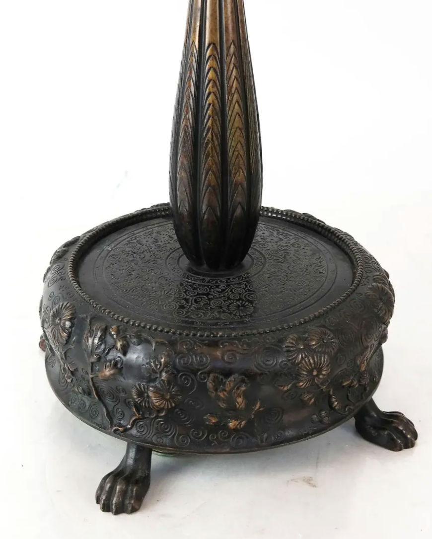 Patinated Bronze Lamp in Manner of Armand-Albert Rateau Attributed to Caldwell 7