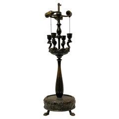 Patinated Bronze Lamp in Manner of Armand-Albert Rateau Attributed to Caldwell