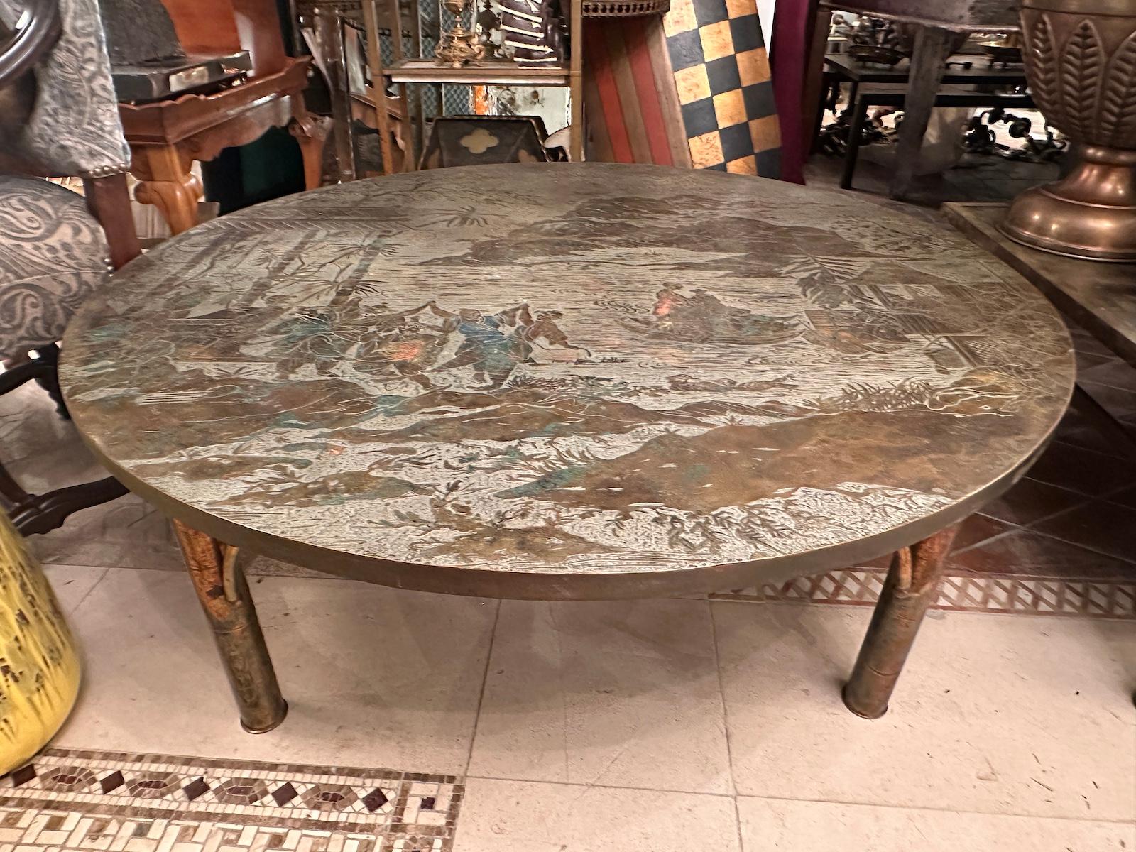 Bronze Table basse Laverne en bronze patiné en vente