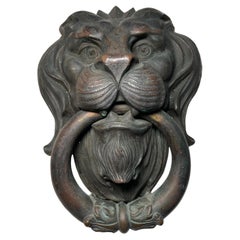 Antique Patinated Bronze Lion Head Door Knocker