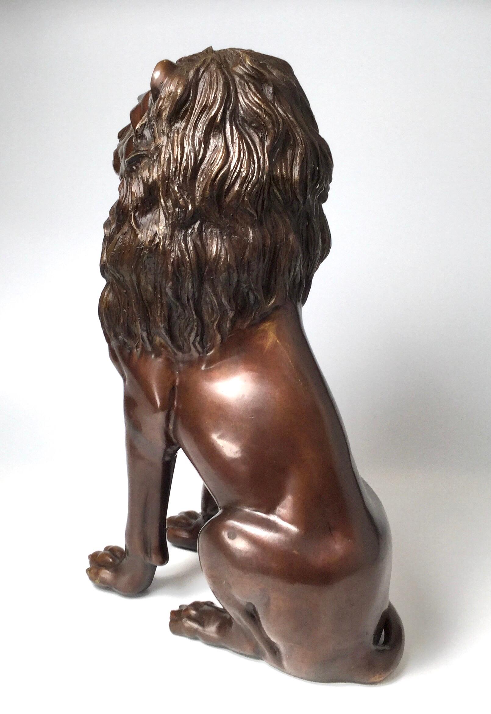 20th Century Patinated Bronze Lion Sculpture