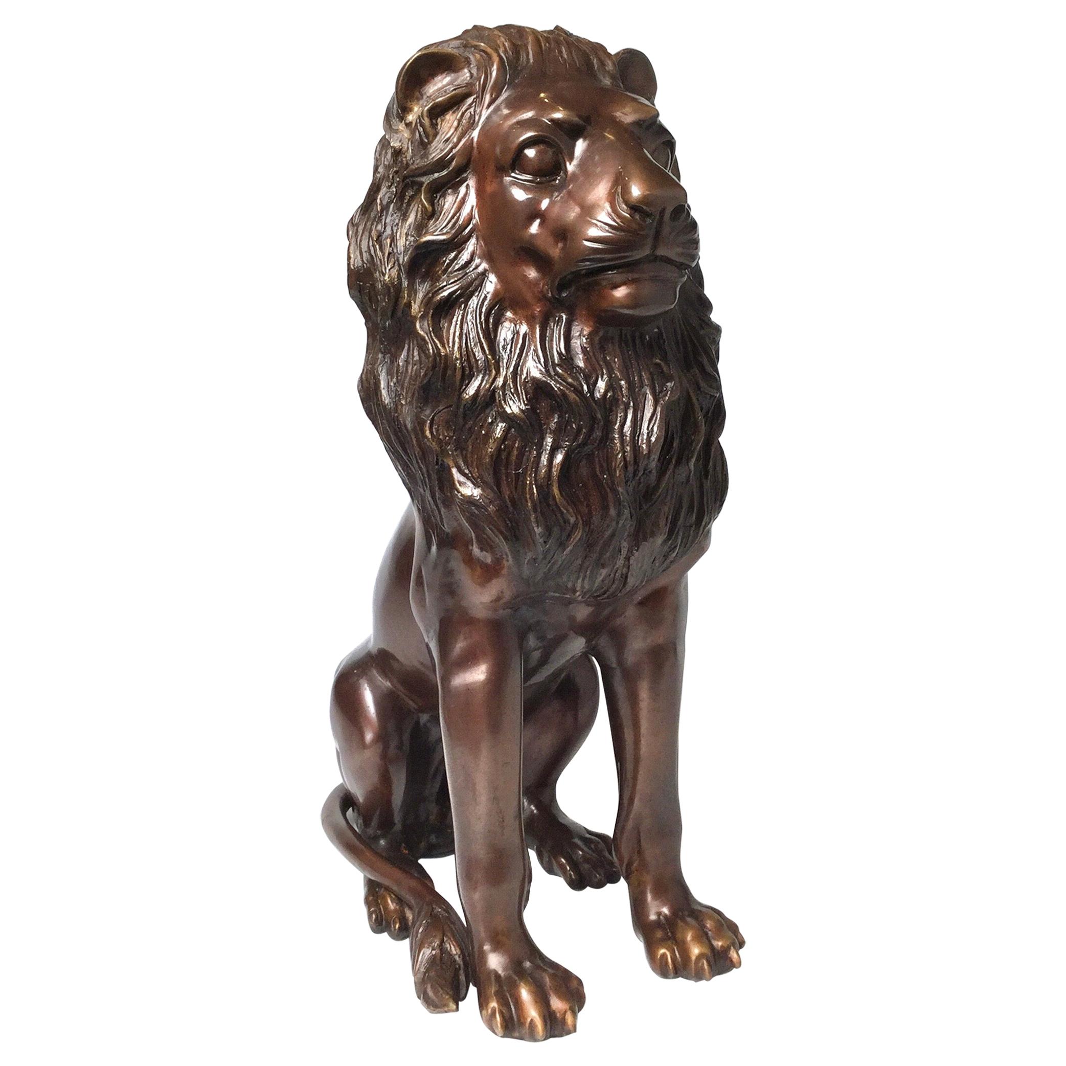 Patinated Bronze Lion Sculpture