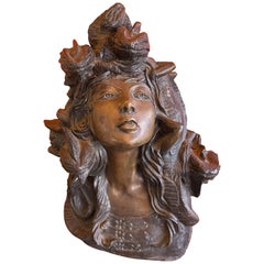 Patinated Bronze "Medusa" Sculpture by Norma Leon