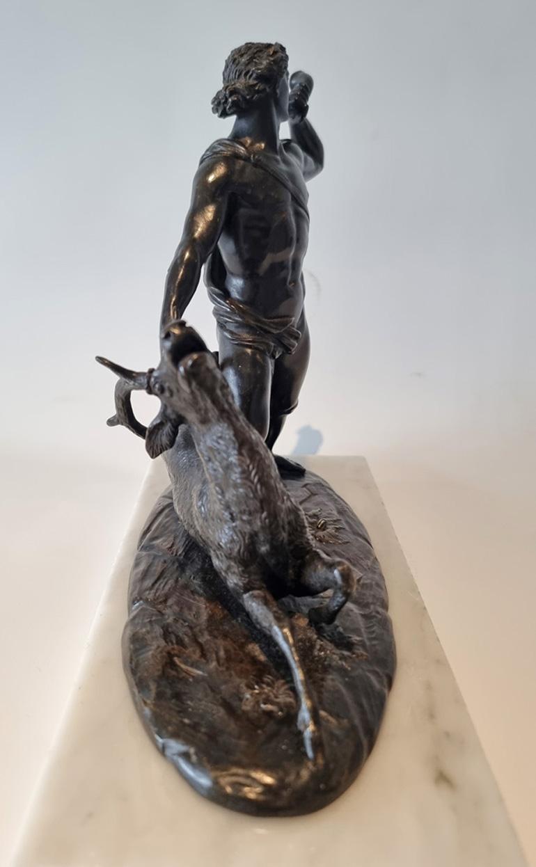 Patinated Bronze model of a huntsman and a stag by Holme Cardwell In Good Condition For Sale In London, GB