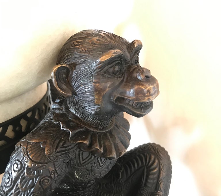 Patinated Bronze Monkey Motif Lamp by Theodore Alexander For Sale at