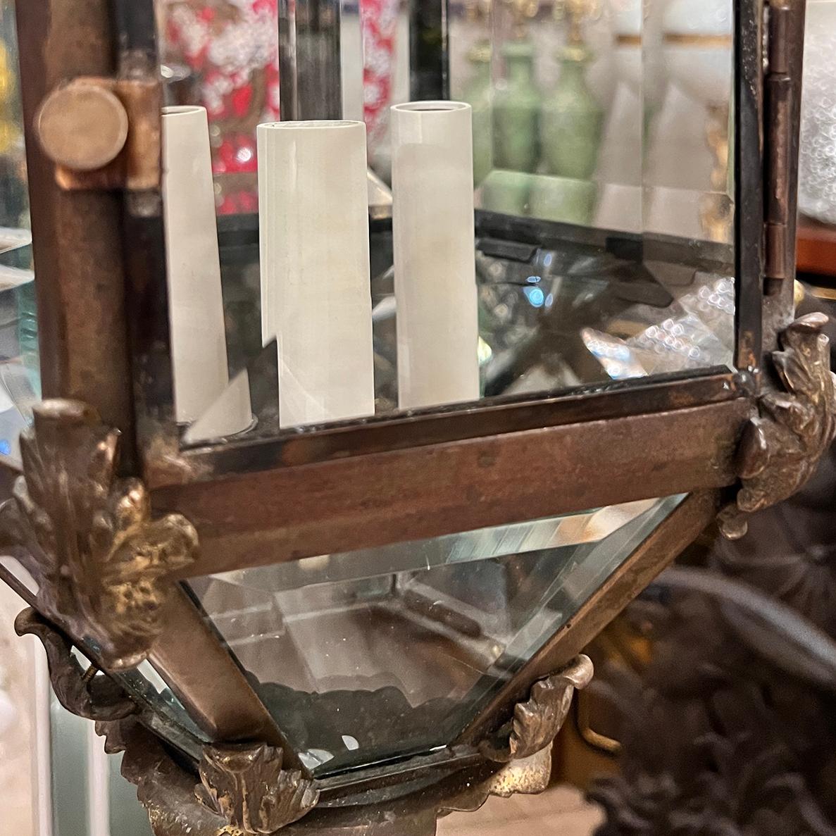 Patinated Bronze Neoclassic Lantern For Sale 4