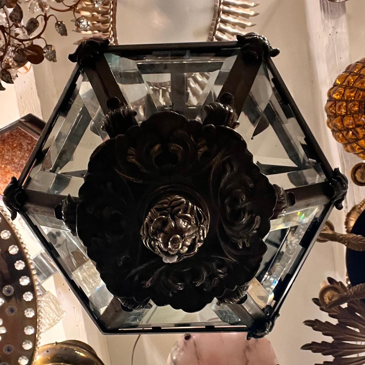 Patinated Bronze Neoclassic Lantern For Sale 3