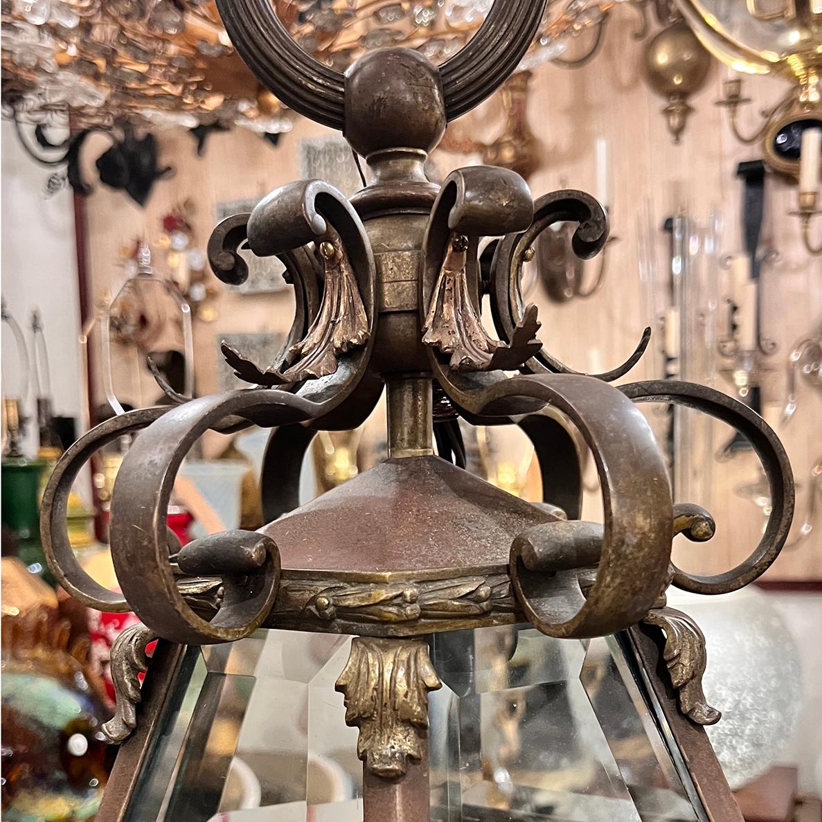 Patinated Bronze Neoclassic Lantern For Sale 2