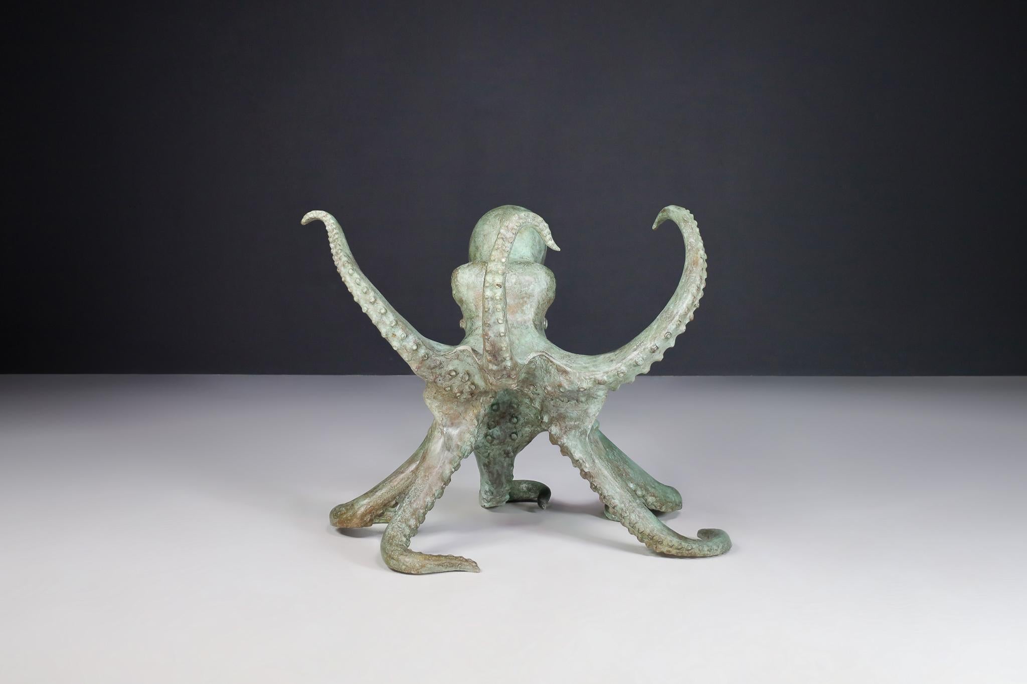 Polpo da tavolo o scultura in bronzo patinato, Italia, anni '70 in vendita 2